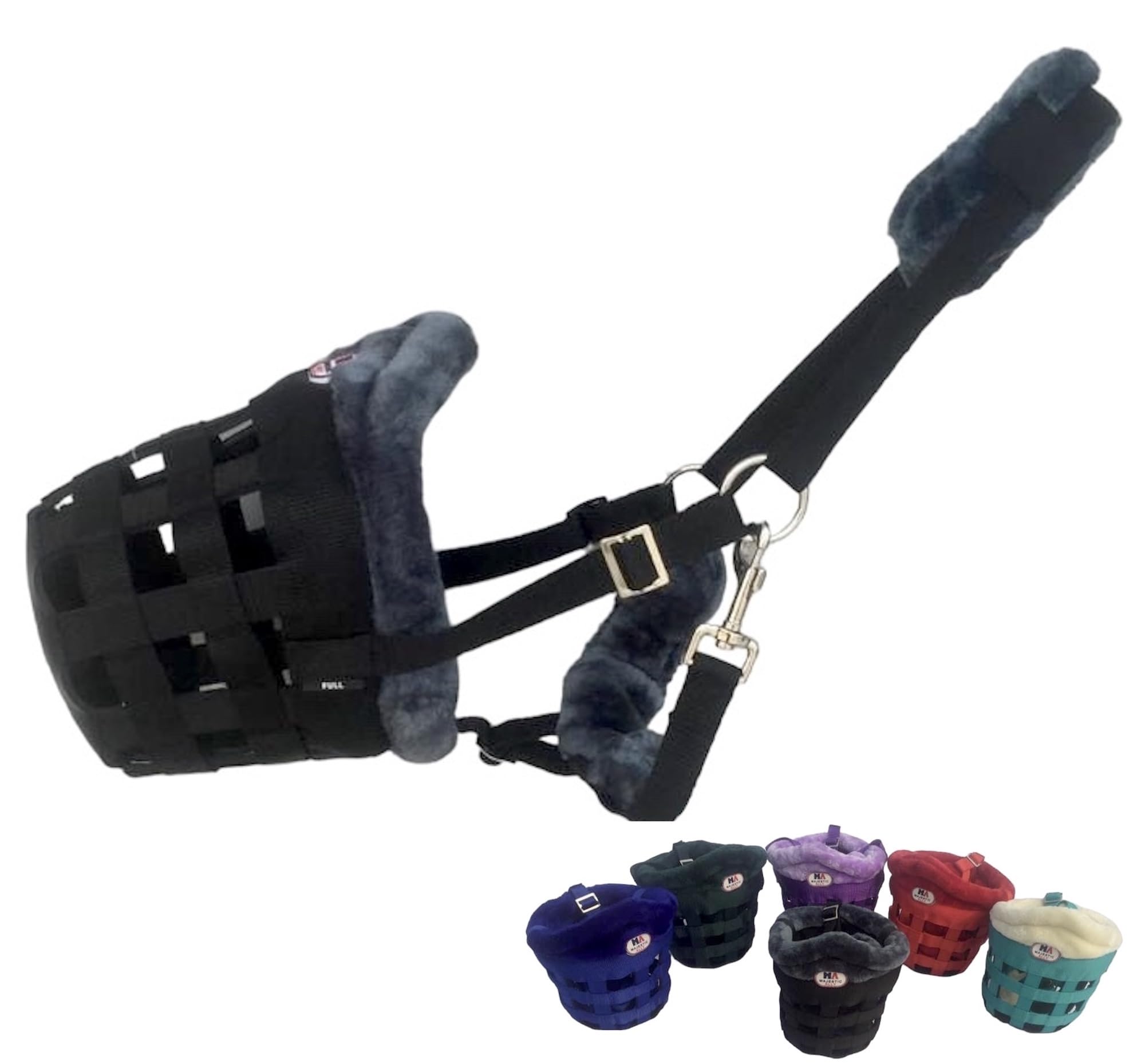 Horse Grazing Muzzle Halter, Mink Fleece Padded, Multiple Sizes, Breathable (Black, Full) - Image 4