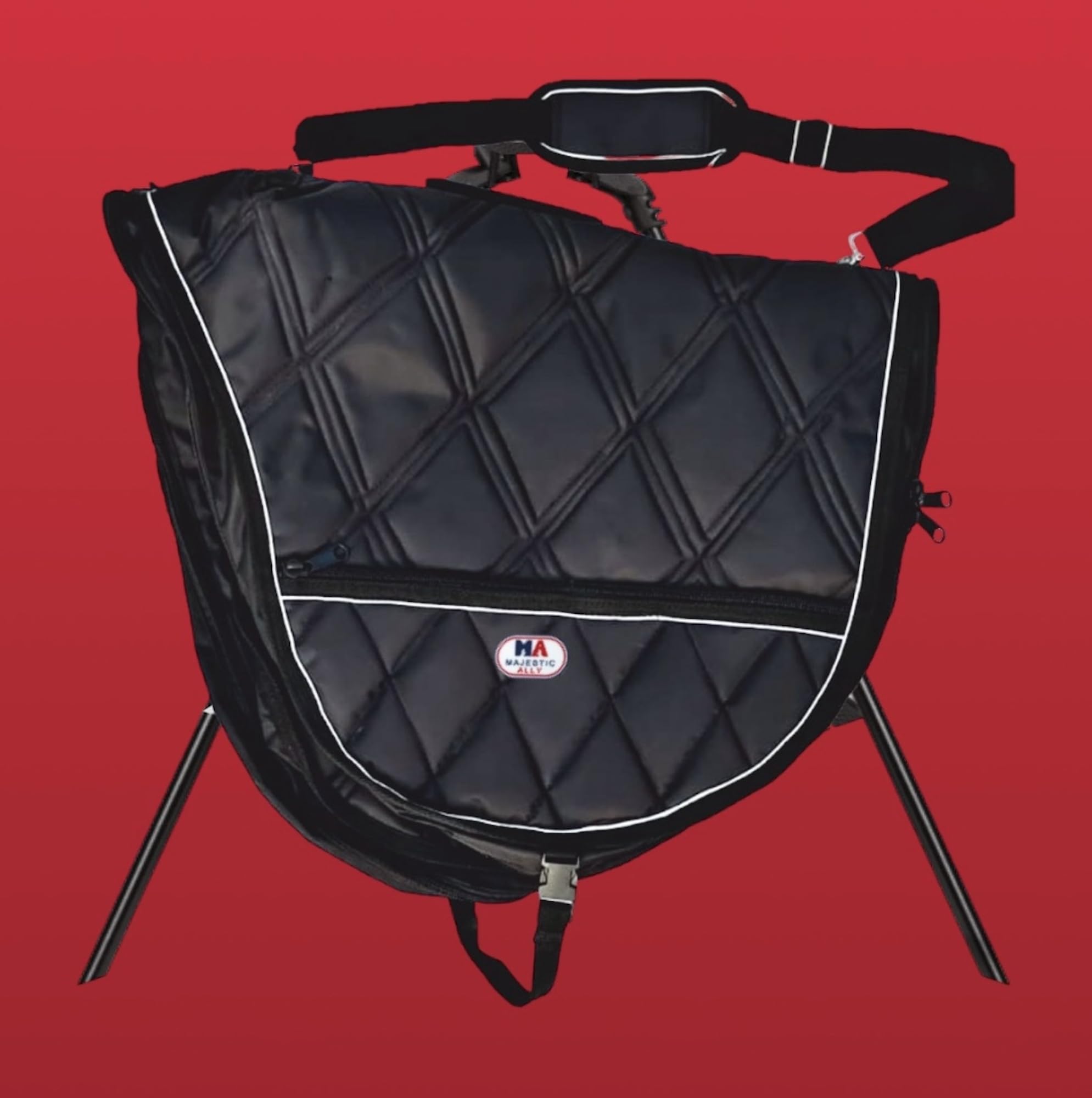 Majestic Ally 1000D Nylon Reflective English Saddle Carry Bag (Black) - Image 9