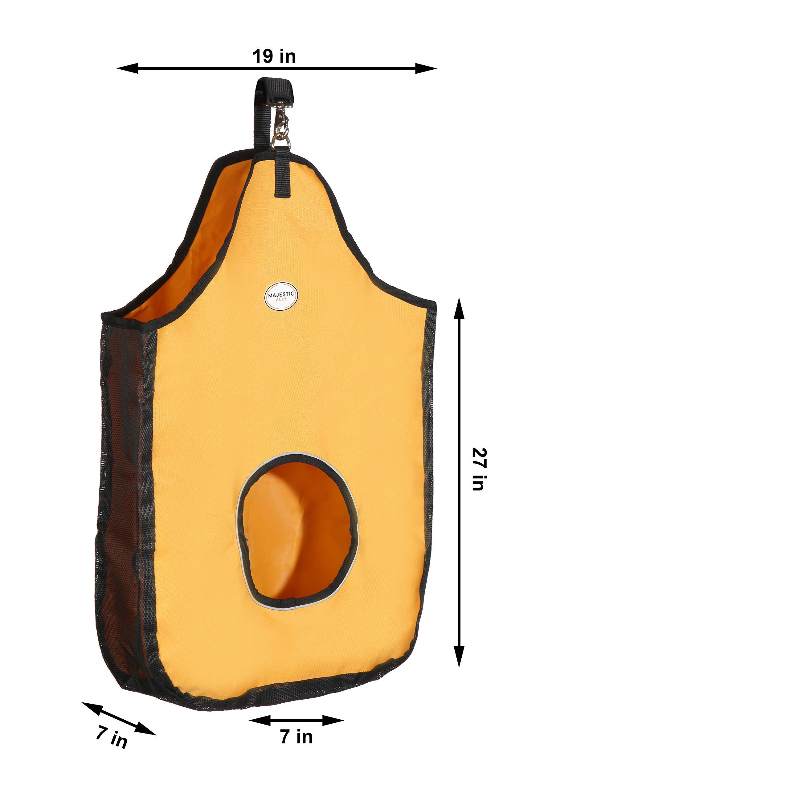 Majestic Ally 1200 D Hay Feeder Tote bag for Horses, Sheep with Reflective Trim- Reduces Waste - comes with 36” Hay Net. (Black) - Image 3