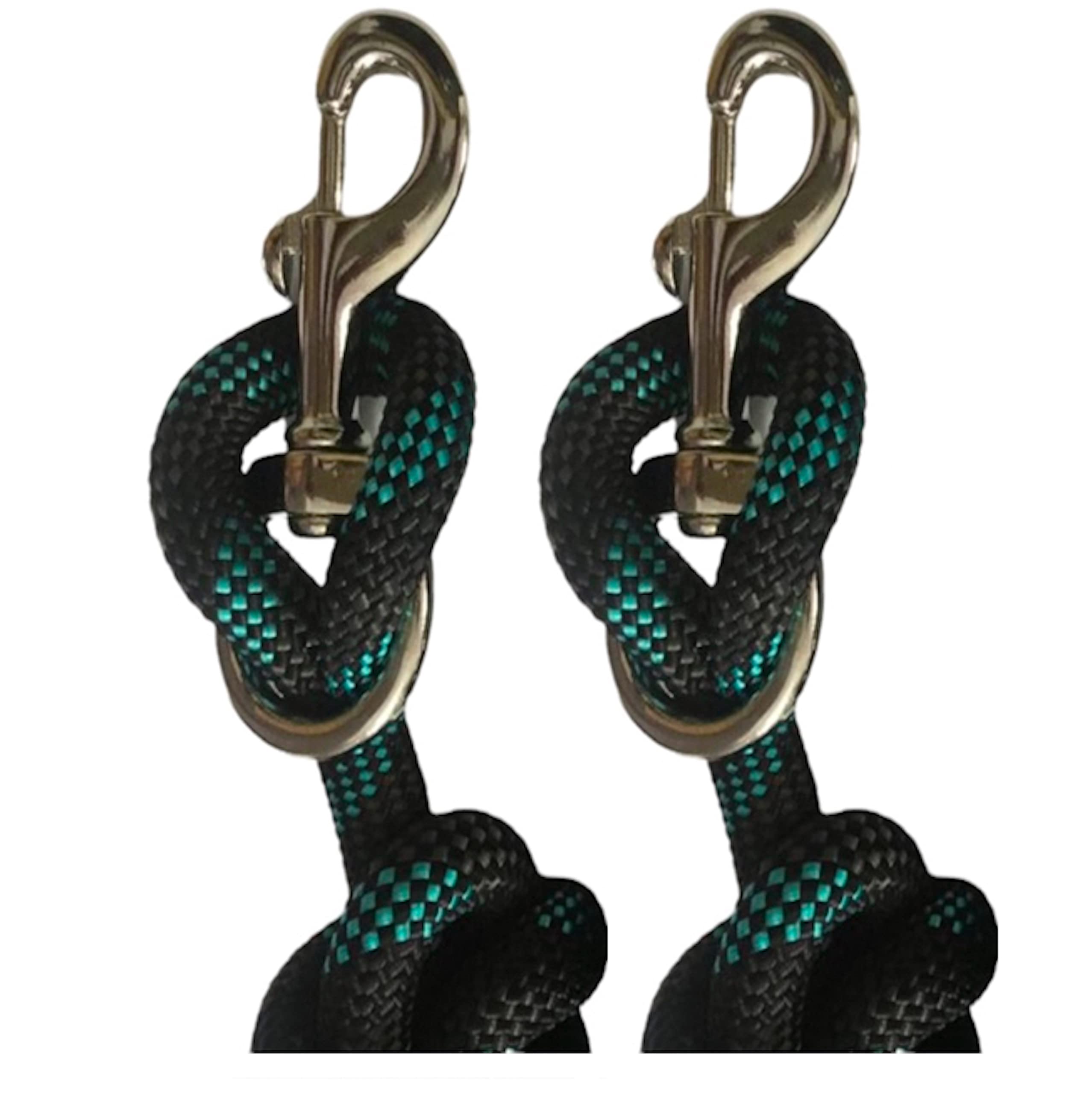 Majestic Ally 14' Pack of 2 Poly Training Lead Rope with Leather Popper for Horses & Livestock – 14 Foot Long and 5/8 inch Thick - Replaceable Heavy-Duty Bolt Snap (Turquoise-Gray-Black) - Image 5