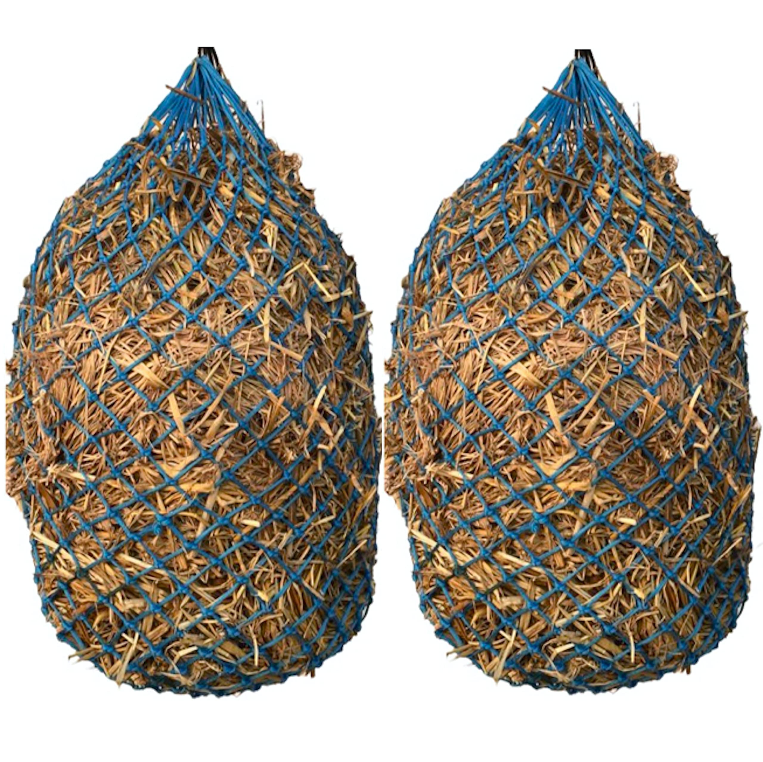 Majestic Ally 2 Pcs 1.25”x1.25” Holes Ultra Slow Feed 40” Very Sturdy Hay Net with Bottom Ring for Goat, Sheep and Livestock Simulatr grazing, Reduces Waste (Hurricane Blue) - Image 8