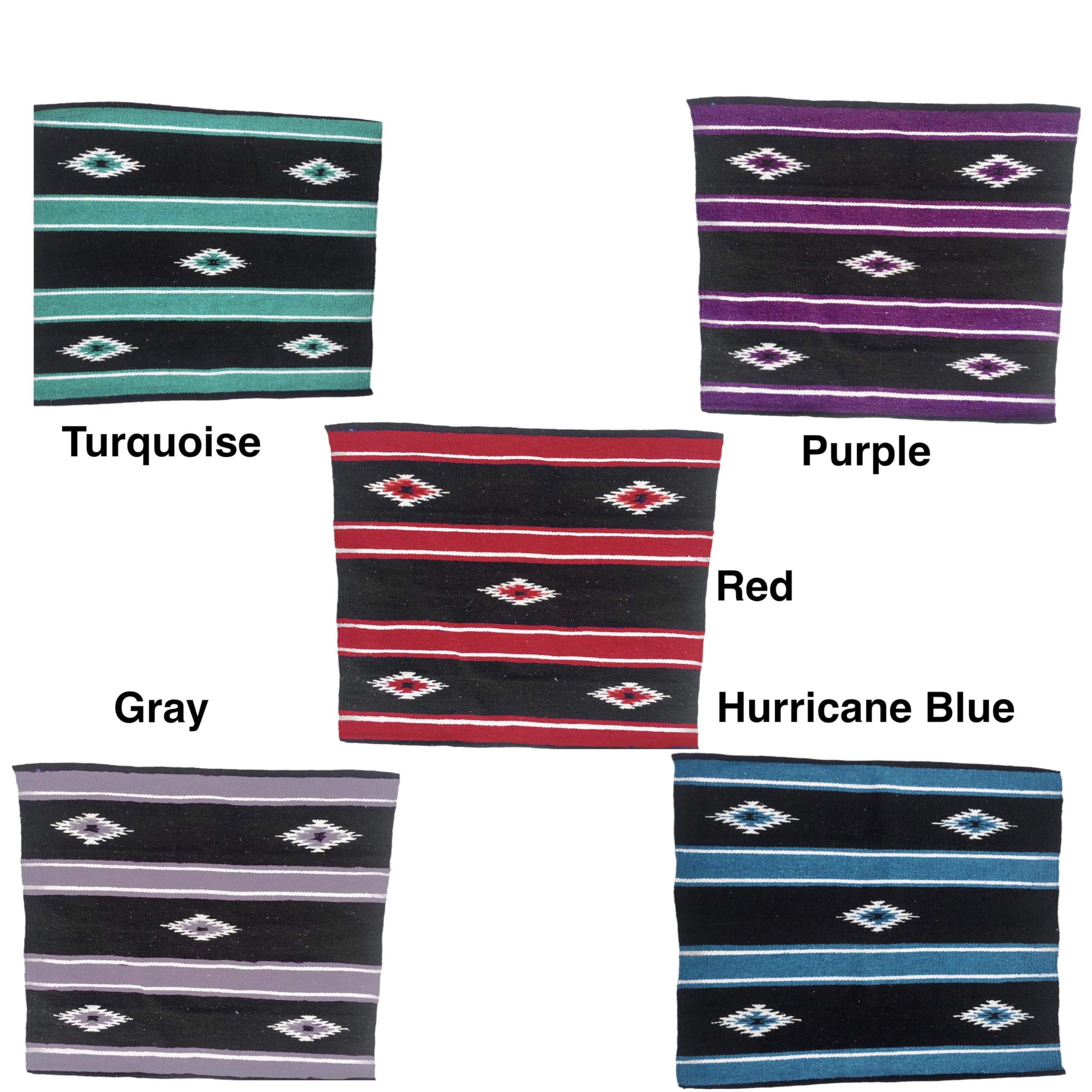 Majestic Ally 36"x 34" Navajo Design Acrylic Saddle Blanket -2.4 lbs (Hurricane Blue and Black) - Image 3