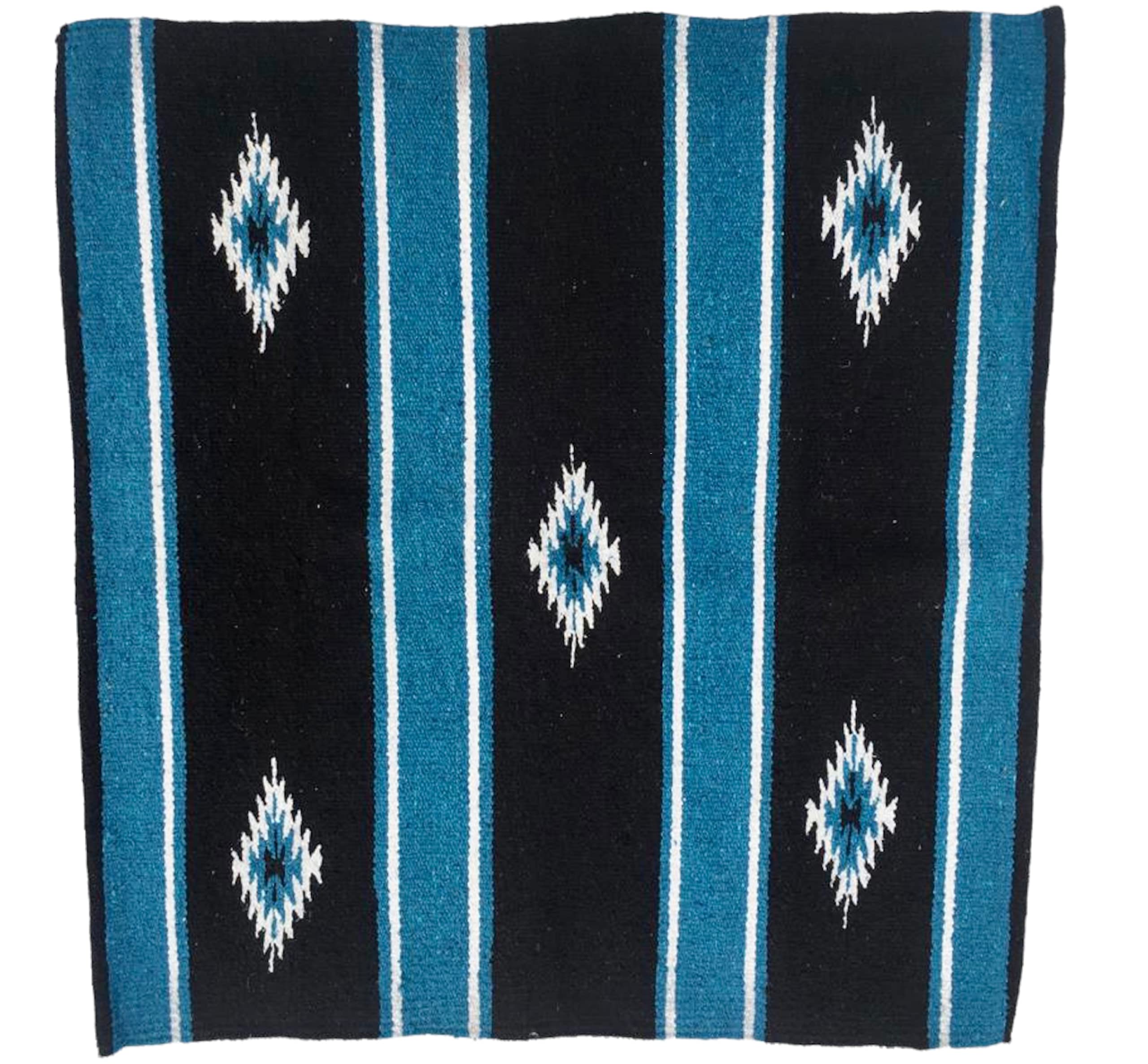 Majestic Ally 36"x 34" Navajo Design Acrylic Saddle Blanket -2.4 lbs (Hurricane Blue and Black) - Image 5