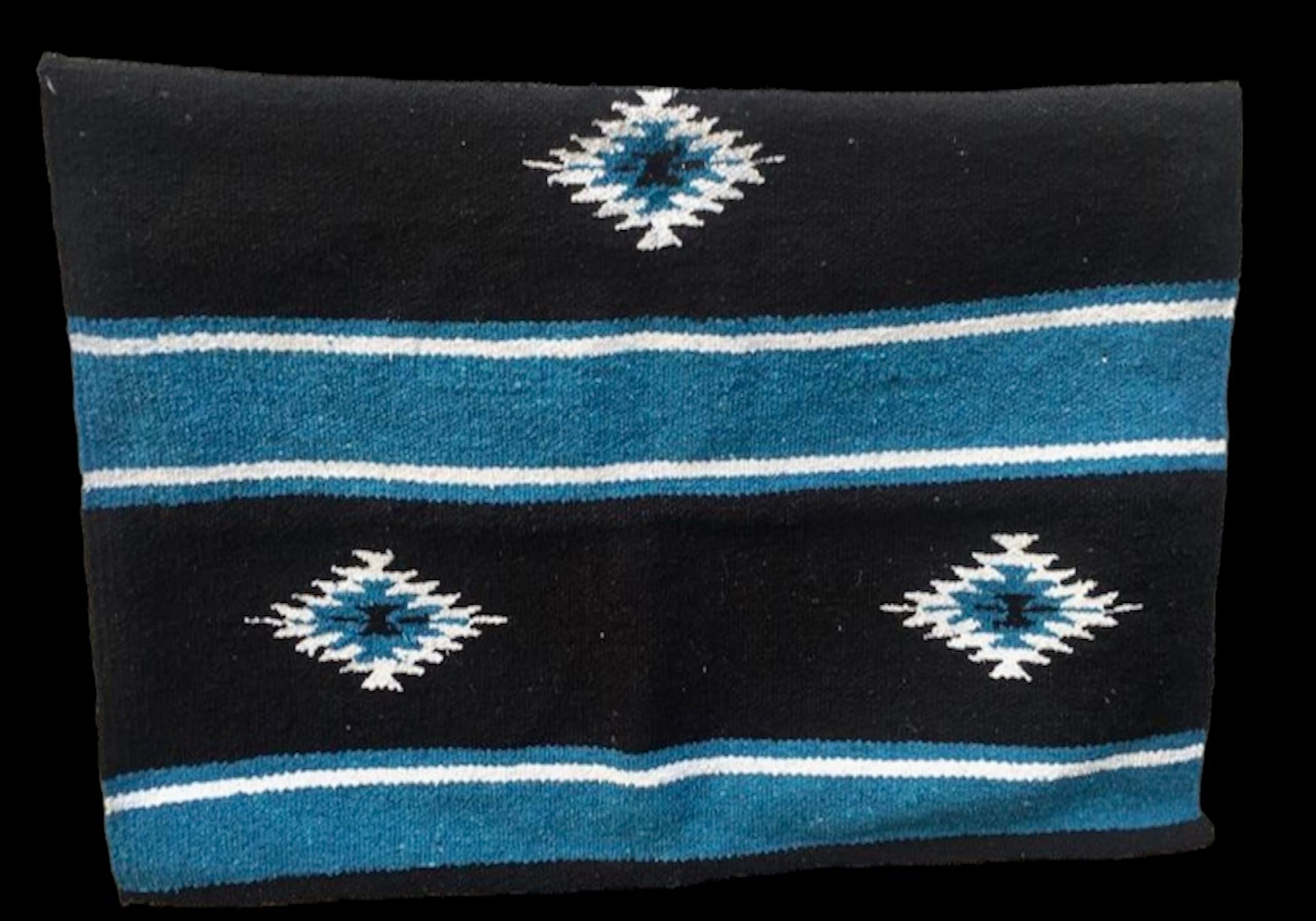 Majestic Ally 36"x 34" Navajo Design Acrylic Saddle Blanket -2.4 lbs (Hurricane Blue and Black) - Image 8