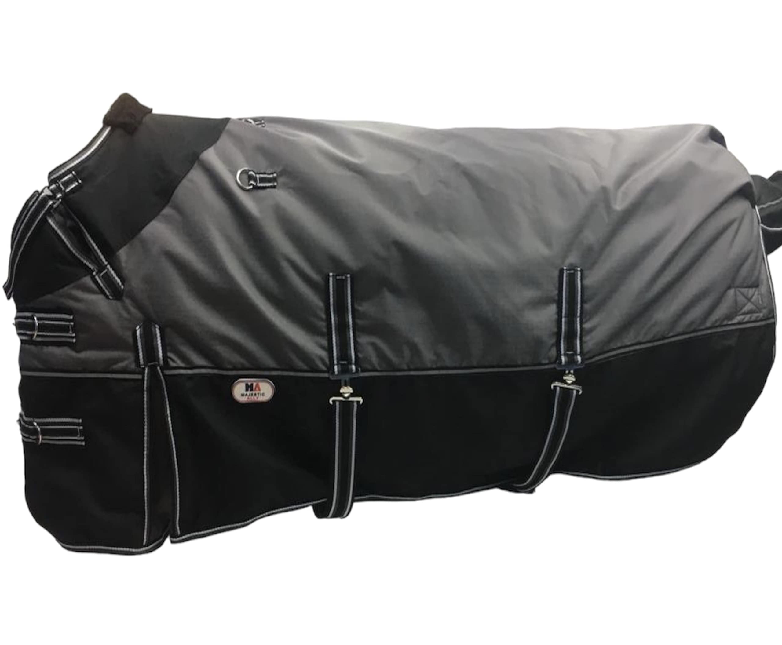 Majestic Ally 600 D Ripstop Nylon Horse Turnout Blanket Waterproof, Heavyweight Coverage, Rain and Weather Resistant for Fall, or Cold Winter Weather, 250 GSM Fill (Dark Gray Black, 80 - Inch) - Image 5