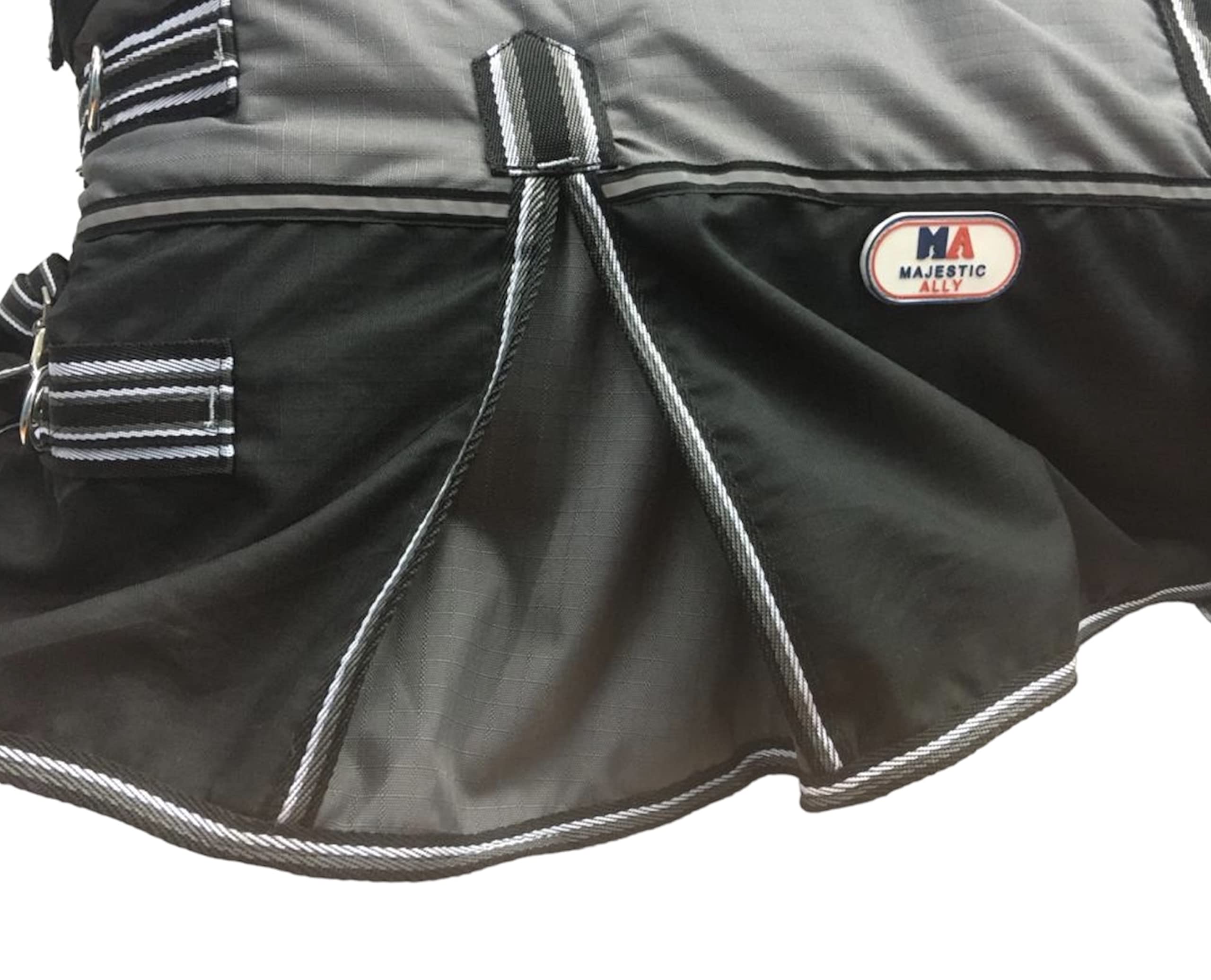 Majestic Ally 600 D Ripstop Nylon Horse Turnout Blanket Waterproof, Heavyweight Coverage, Rain and Weather Resistant for Fall, or Cold Winter Weather, 250 GSM Fill (Dark Gray Black, 80 - Inch) - Image 7