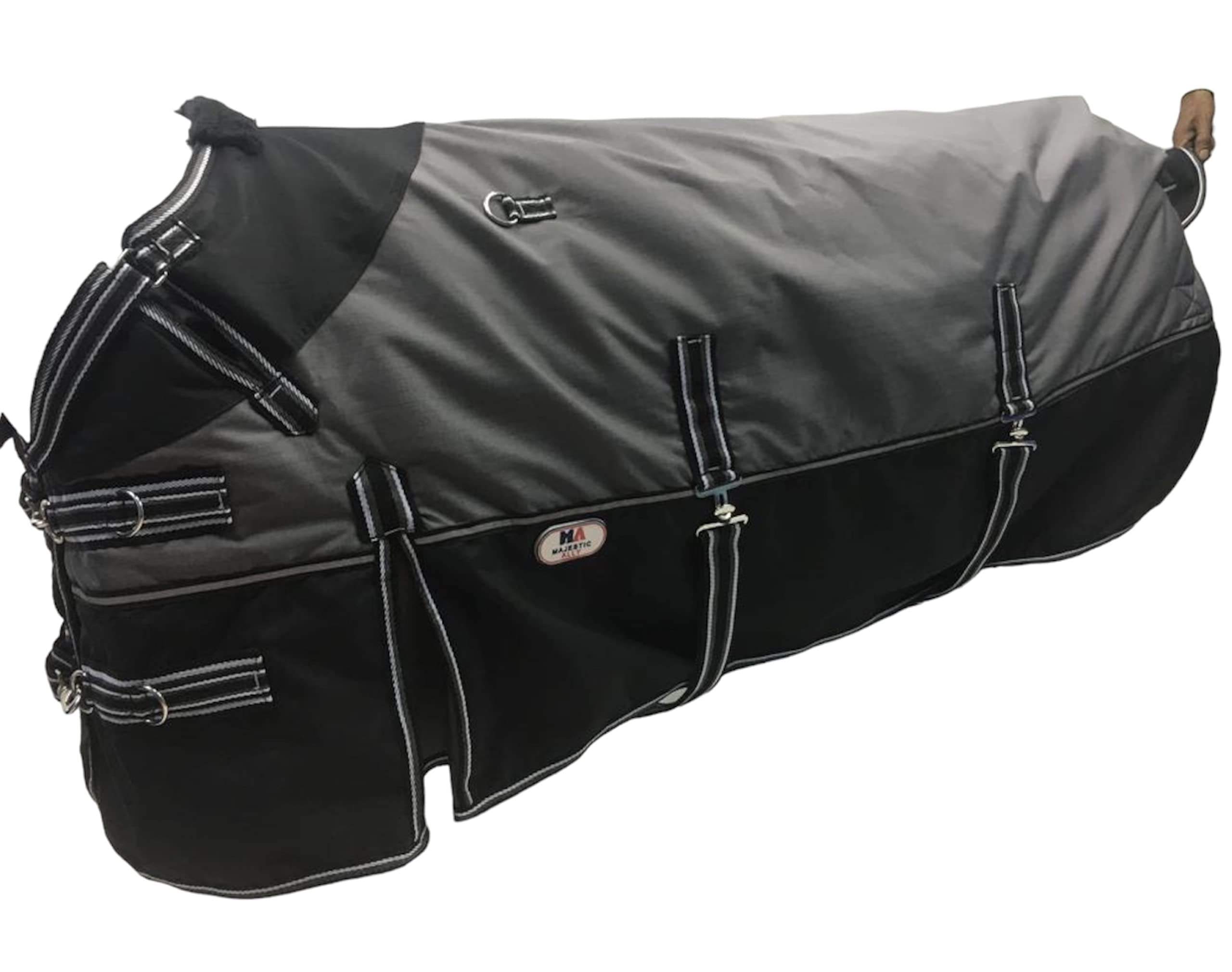 Majestic Ally 600 D Ripstop Nylon Horse Turnout Blanket Waterproof, Heavyweight Coverage, Rain and Weather Resistant for Fall, or Cold Winter Weather, 250 GSM Fill (Dark Gray Black, 80 - Inch) - Image 8