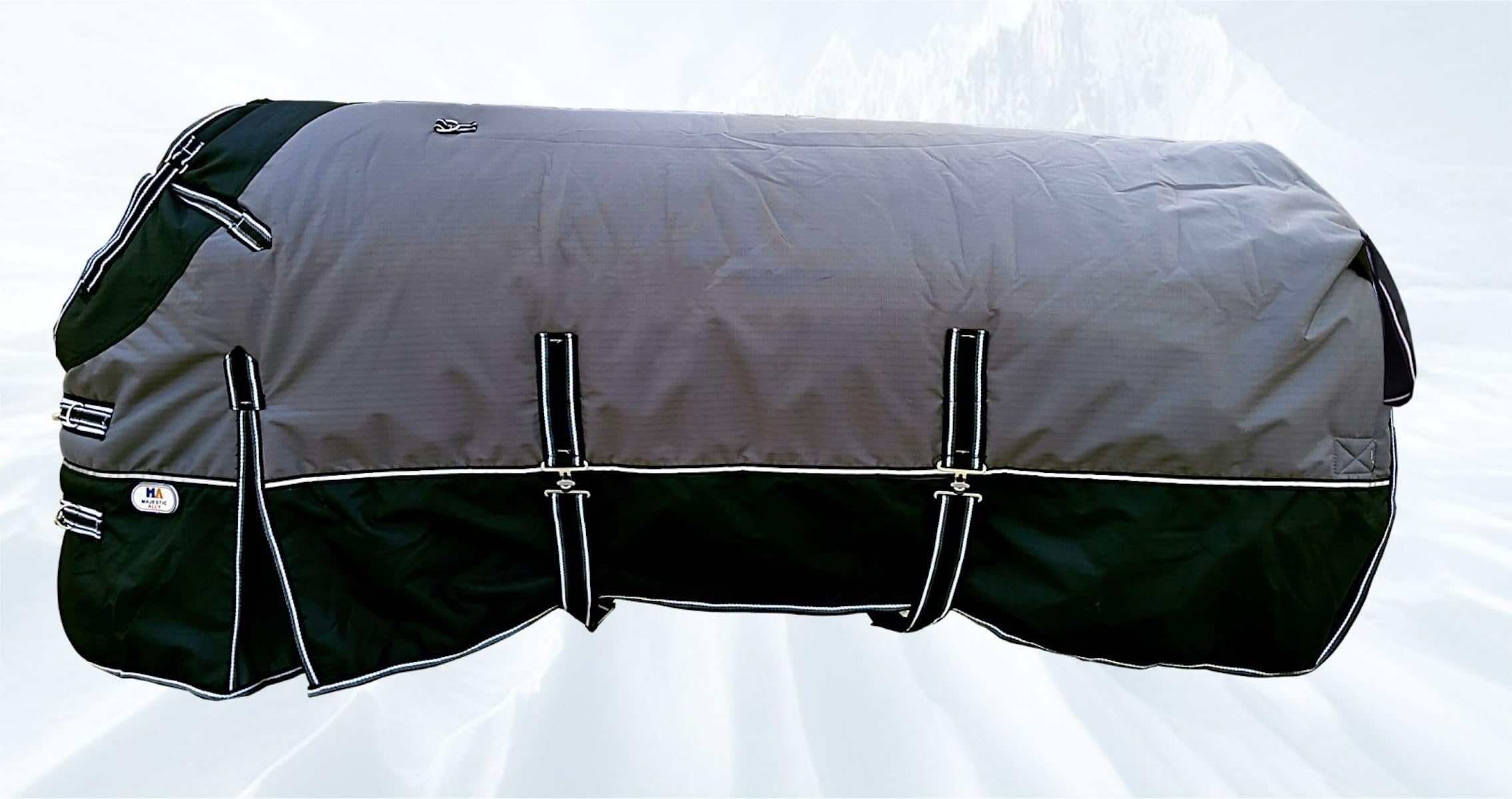 Majestic Ally 600 D Ripstop Nylon Horse Turnout Blanket Waterproof, Heavyweight Coverage, Rain and Weather Resistant for Fall, or Cold Winter Weather, 250 GSM Fill (Dark Gray Black, 80 - Inch) - Image 9