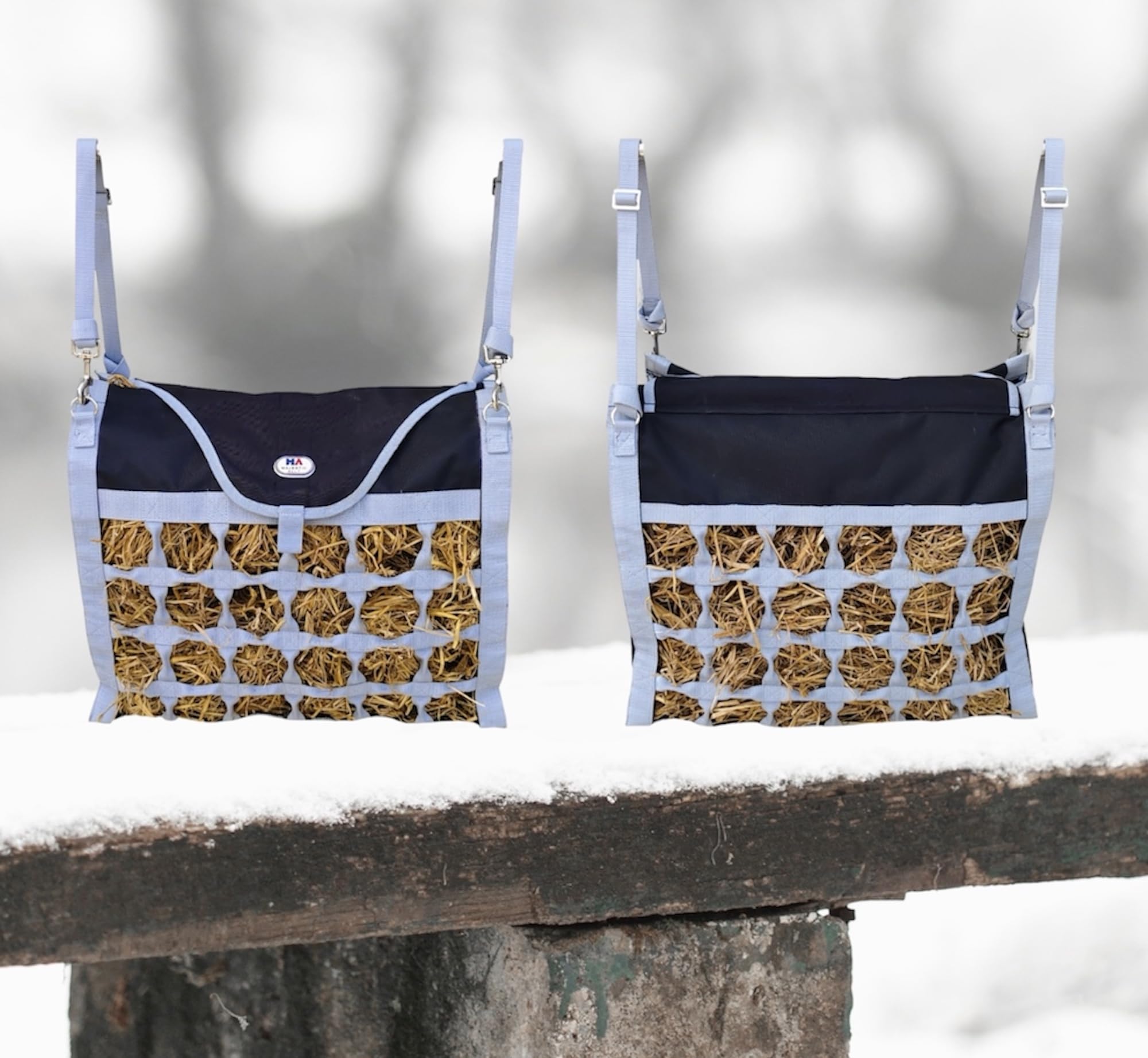 Majestic Ally Animal Health Hay Bag for Horses, 2.5" Holes, Top Load, Travel Feeder, Reduces Waste, 1 Year Warranty, Multiple Colors (Gray-Black) - Image 9