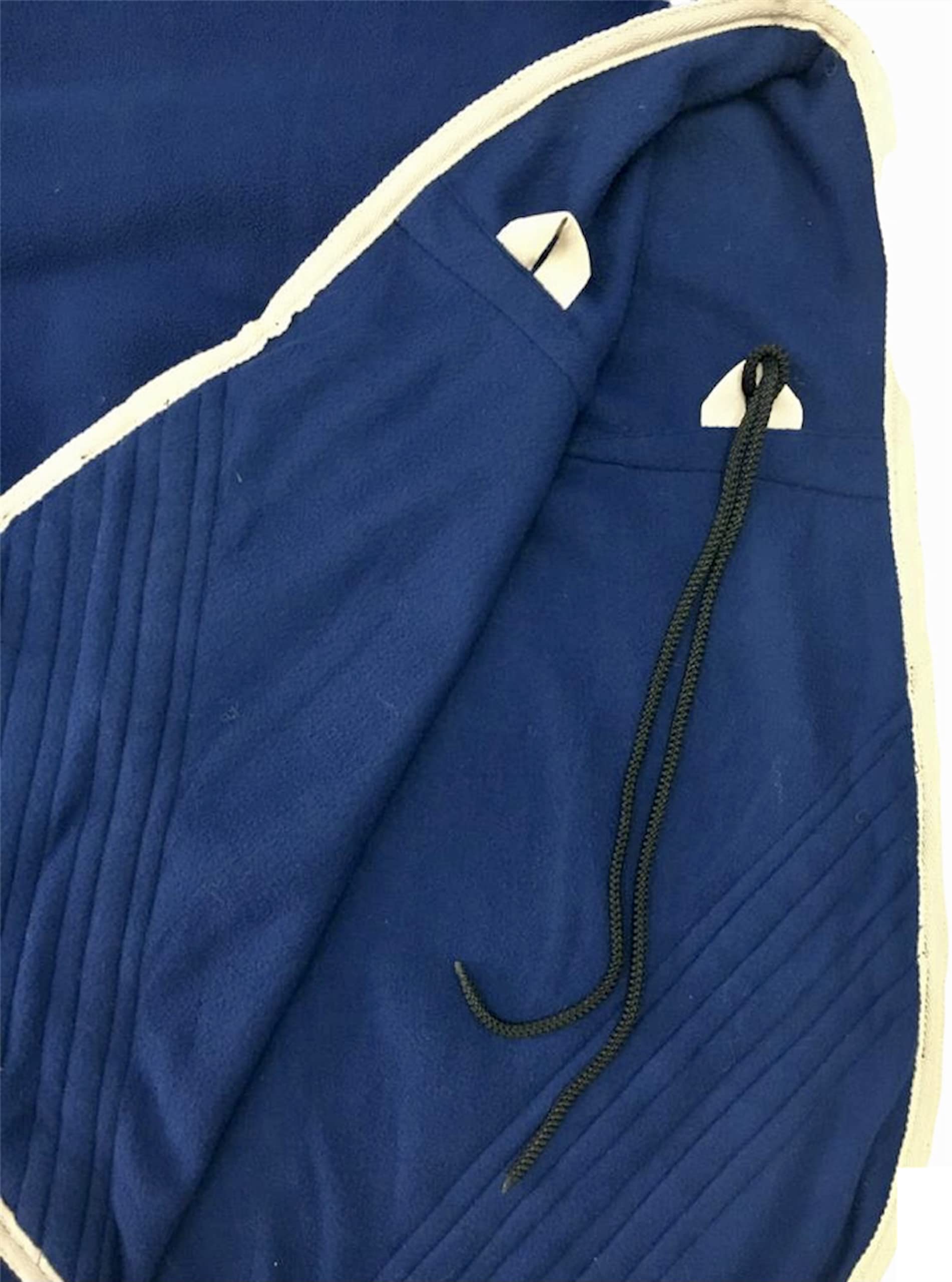 Majestic Ally Anti Pill Fleece Horse Blanket/Sheet with Silver Braided Rope (Navy, 76) - Image 5