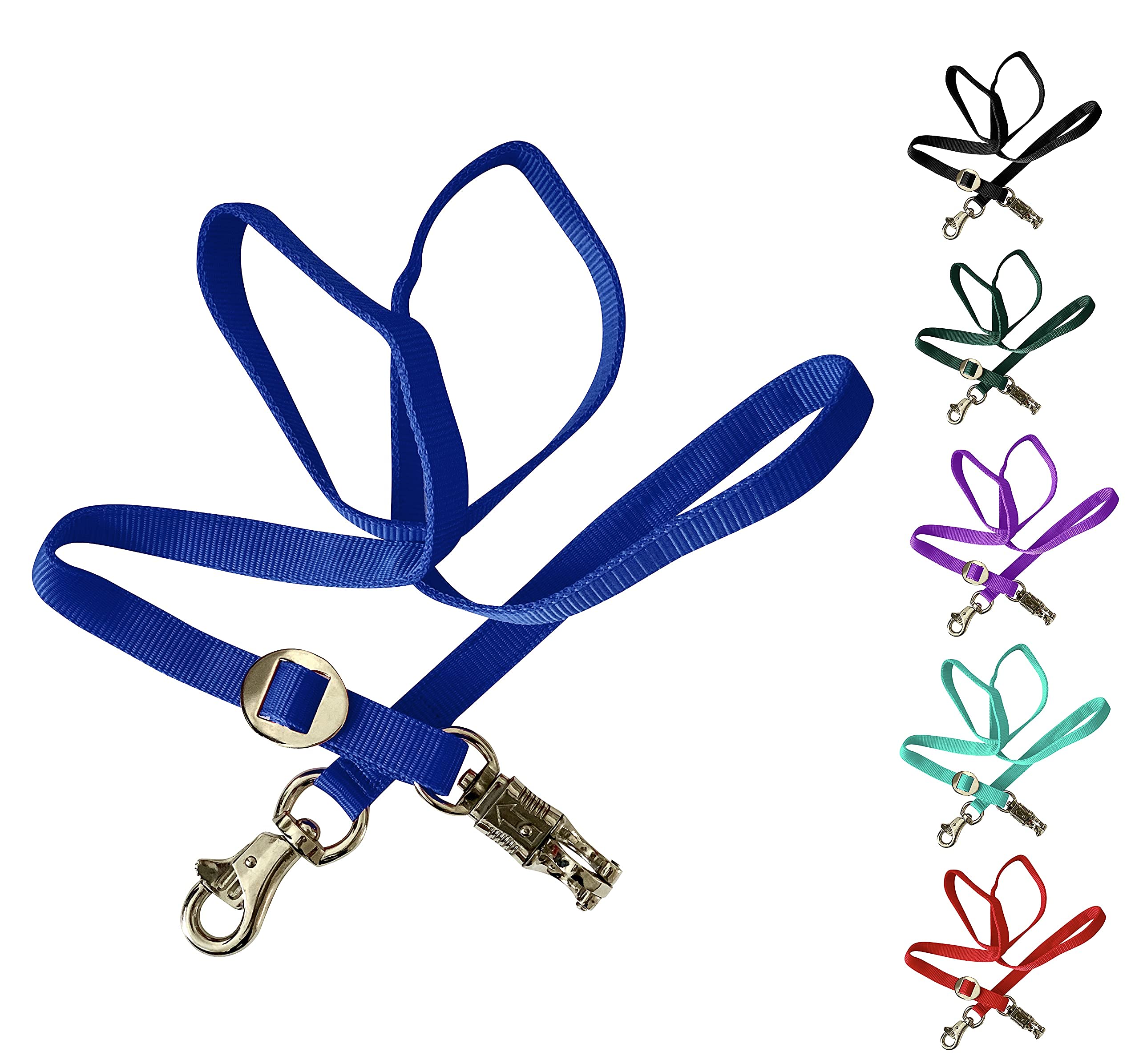 Majestic Ally Double Thick 36" to 72" Trailer Tie for Horse Haulage, Cross tie with Adjustable Buckle, Panic Snap and Bull Snap – 1" Wide by 36" to 72" Long (Royal Blue) - Image 3