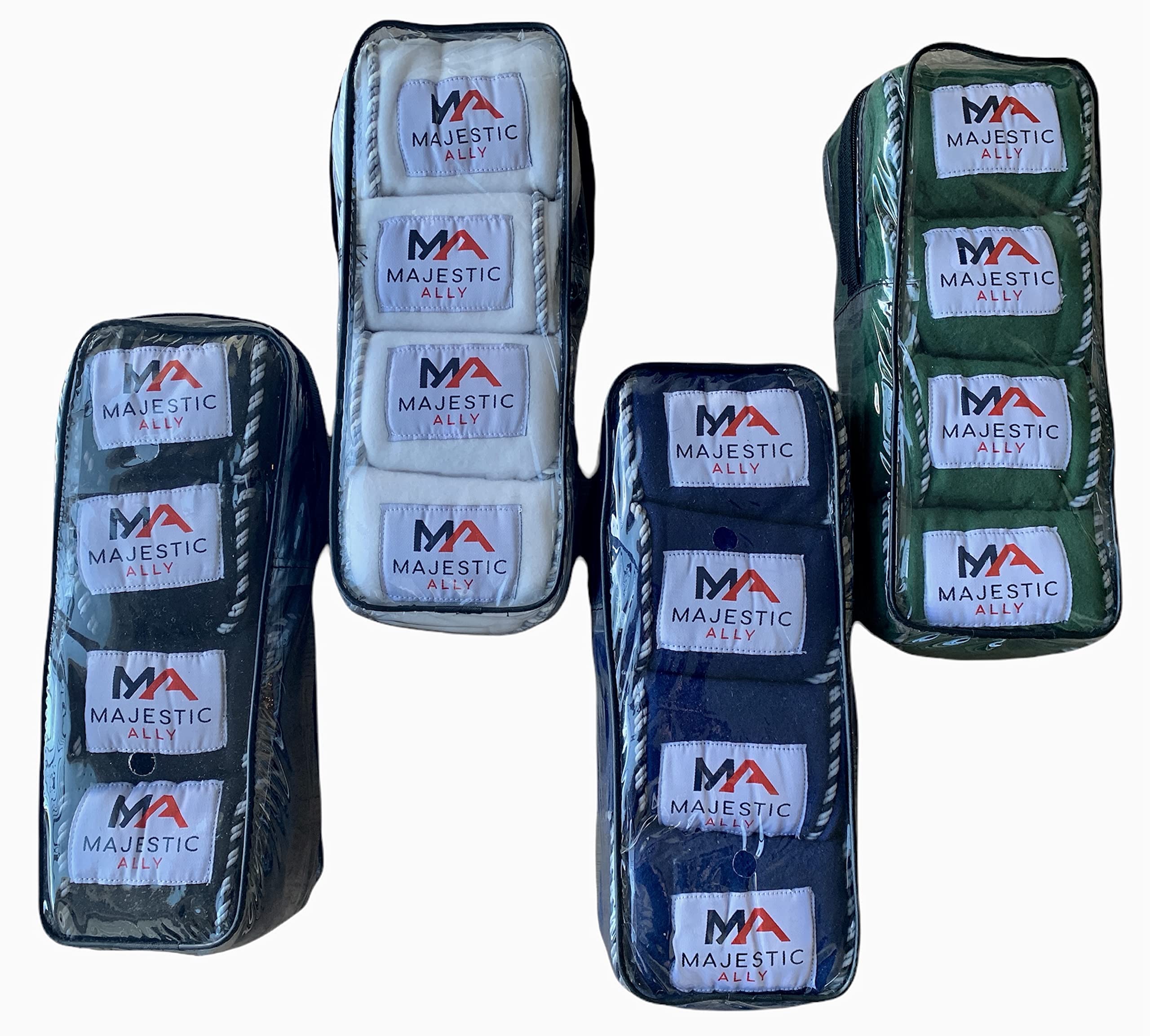 Majestic Ally Fleece Polo Leg Wraps with Braided Rope for Horses - Set of 4-10 Foot Long and 5 Inch Wide (Black) - Image 8