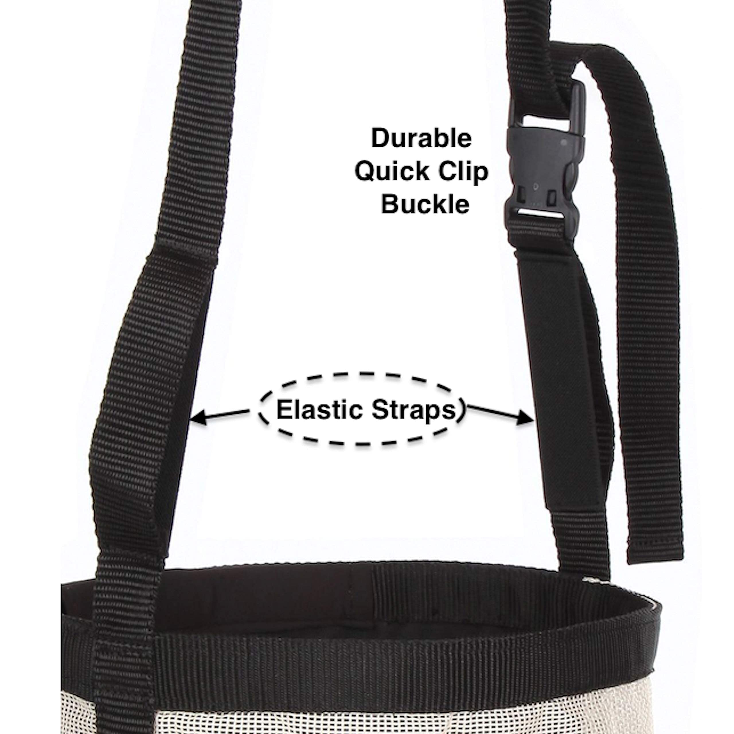 Majestic Ally Horse Feed Bag, Heavy Duty Nylon Mesh Grain Feed Bag, Adjustable Strap with Durable Snap and Elastic Straps, Comfort Neck Pad and Nose Pad- Large (Full, Black) - Image 4