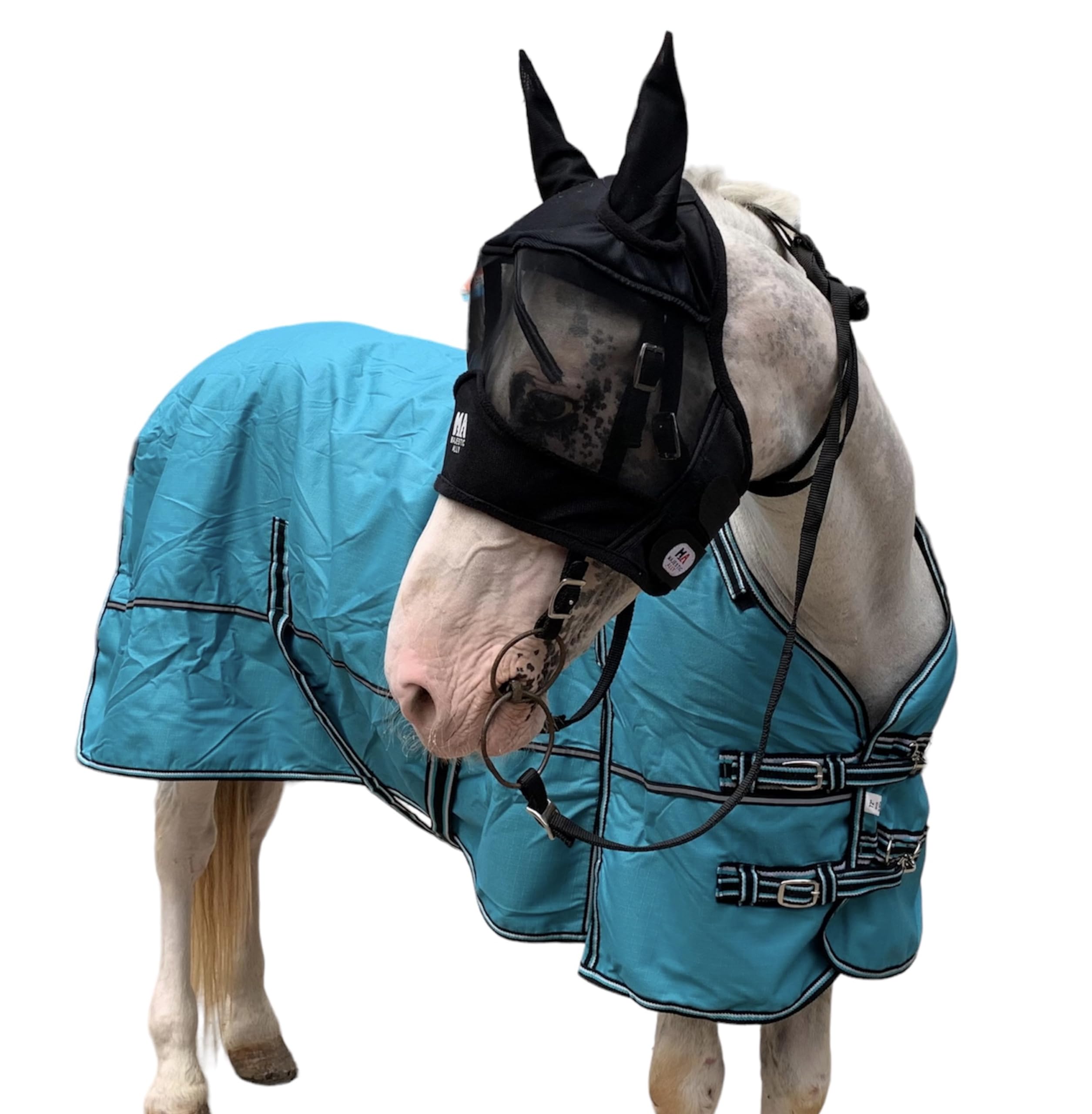 Majestic Ally Horse Fly Mask with Ears, Comfort Durable Fine Mesh, Soft Fleece Touch on Skin, Protect Eyes and Ears (Black) - Image 9