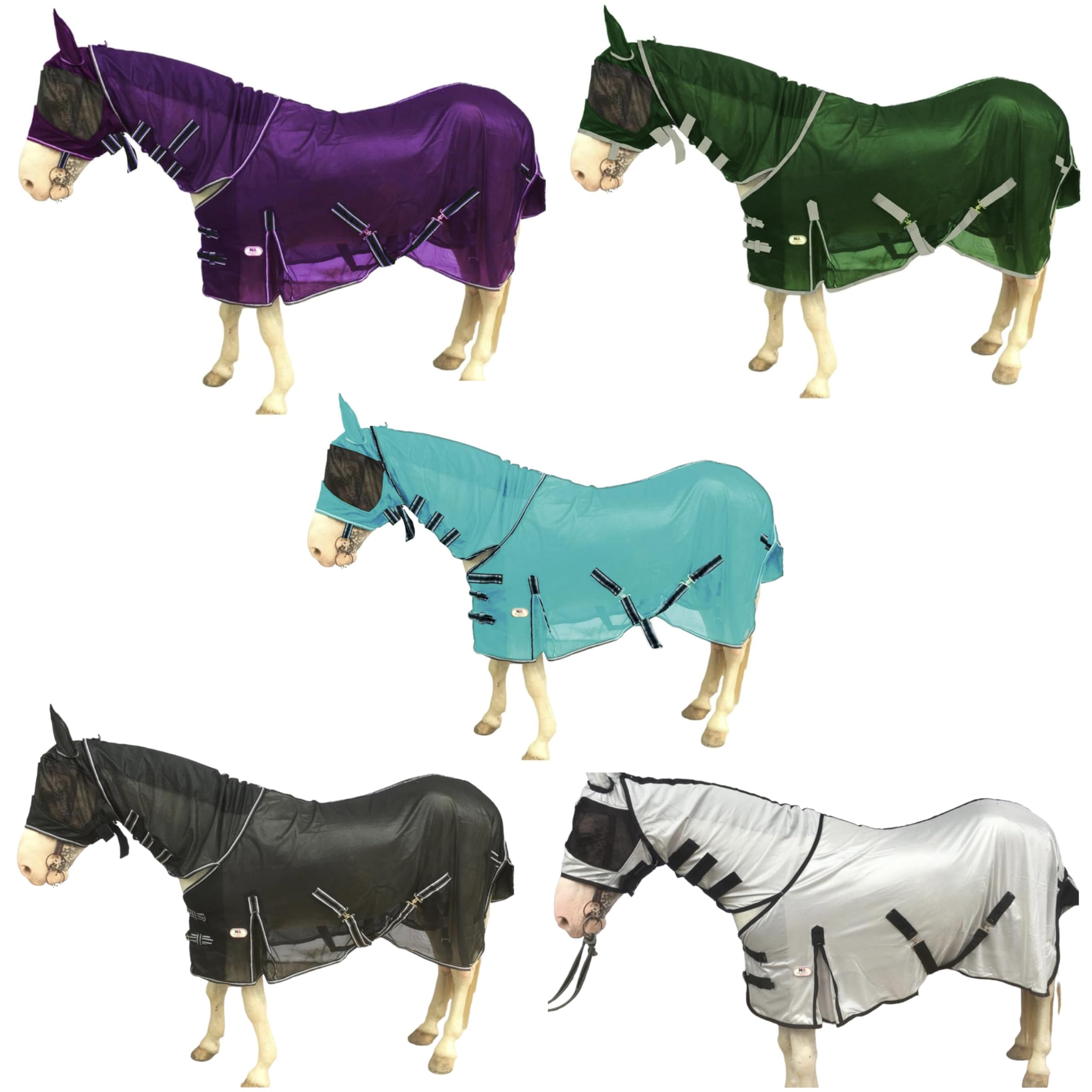 Majestic Ally Horse Fly Sheet with Neck Cover and Head Mask, Breathable UV and Bite Equine Protection, Adjustable Body Straps, Boarding or Turnout Accessory, Contoured Fit (Silver, 80 Inch) - Image 3