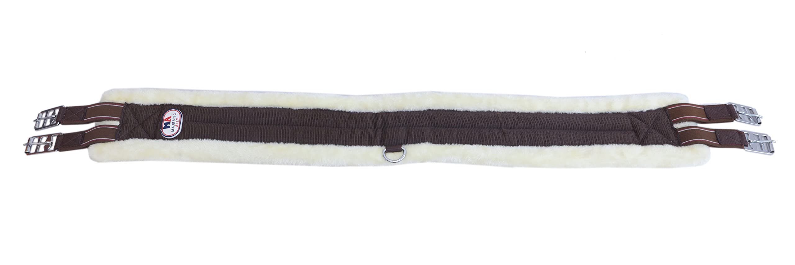 Majestic Ally Mink Fleece Padded Girth with Heavy Duty Elastics & Stainless Steal Hardware Brown -42",44",46",48" and 50" - Image 4