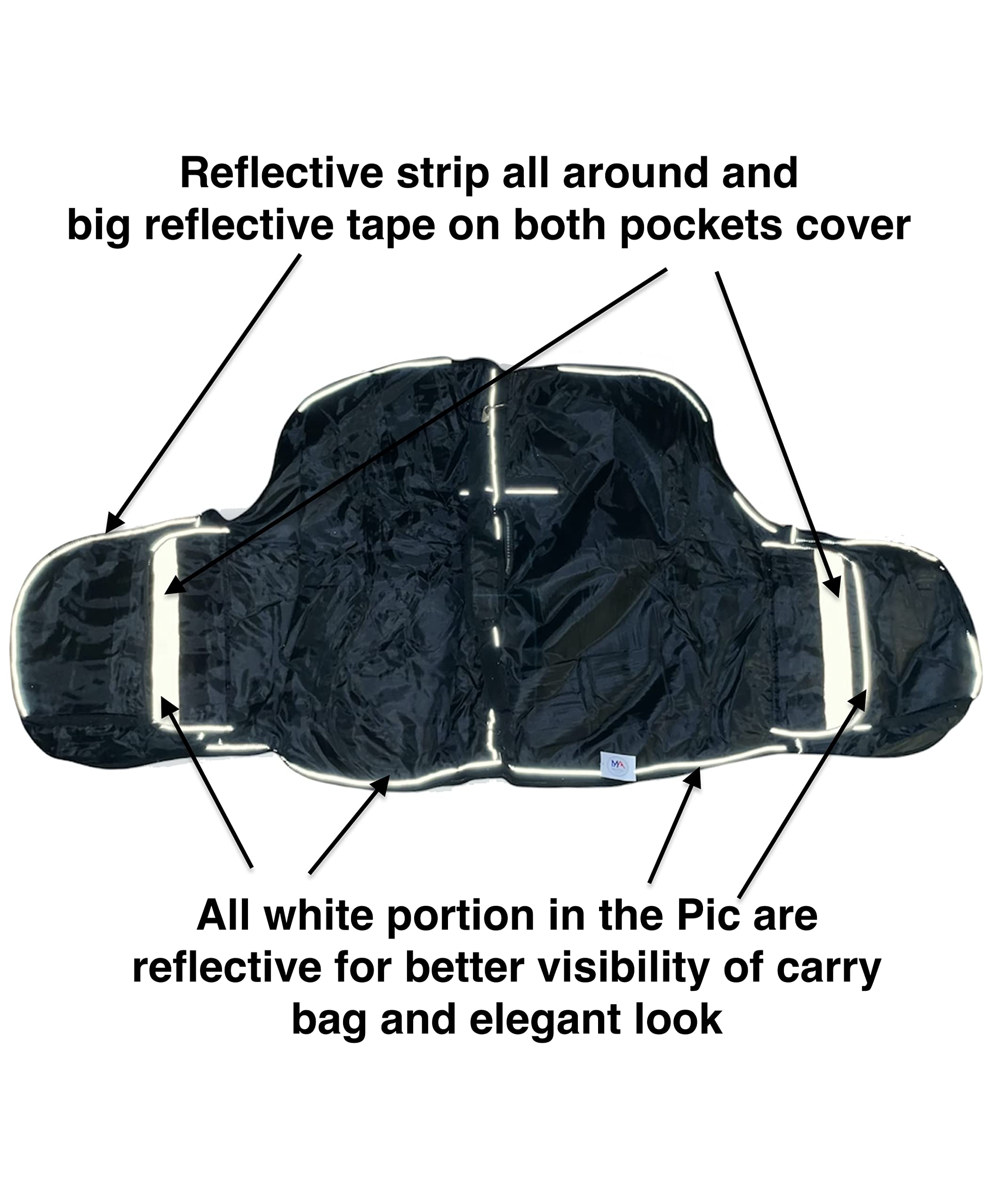 Majestic Ally Nylon Reflective Western Saddle Carry Bag with Large Pockets- Black - Image 5