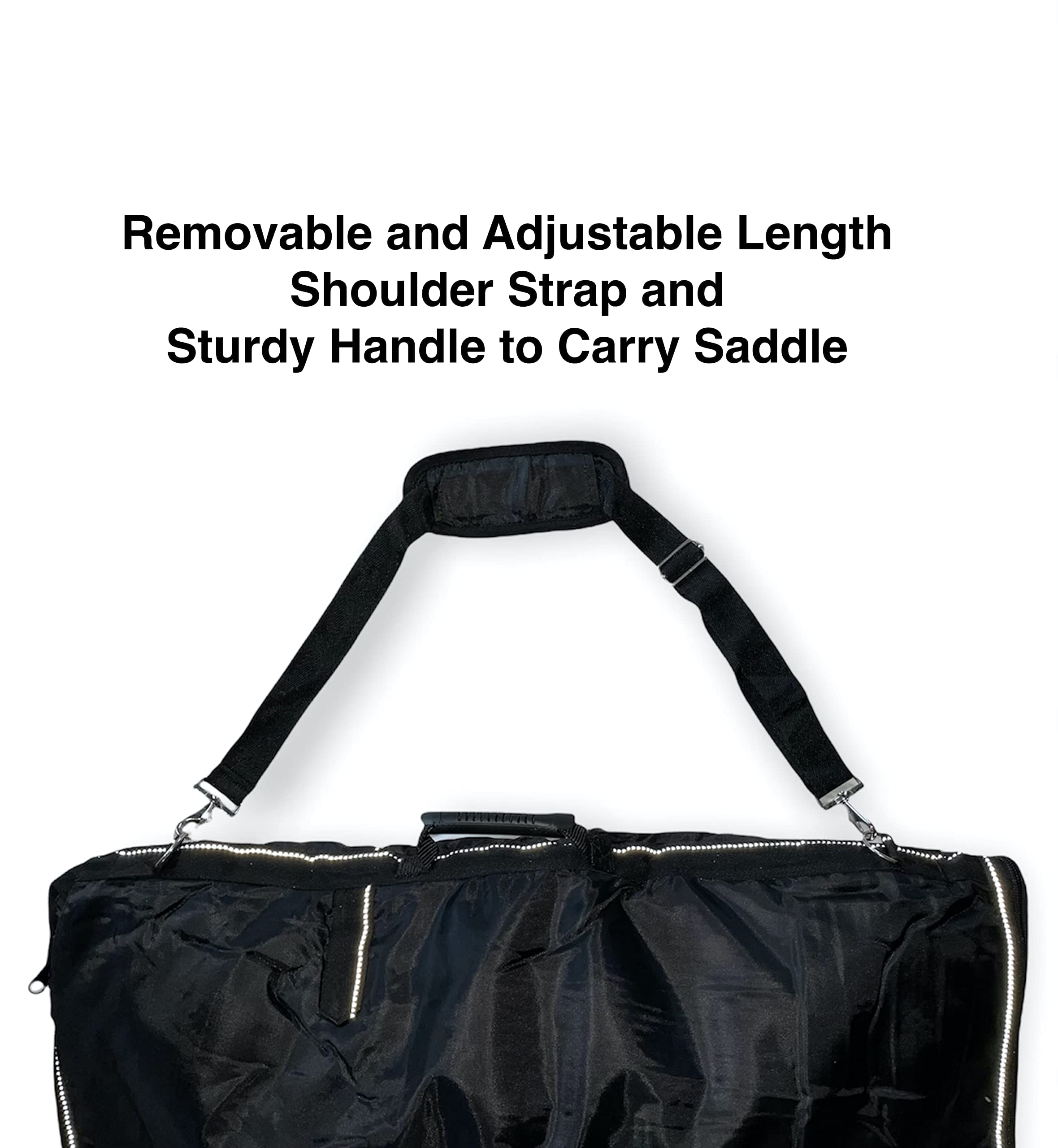 Majestic Ally Nylon Reflective Western Saddle Carry Bag with Large Pockets- Black - Image 6