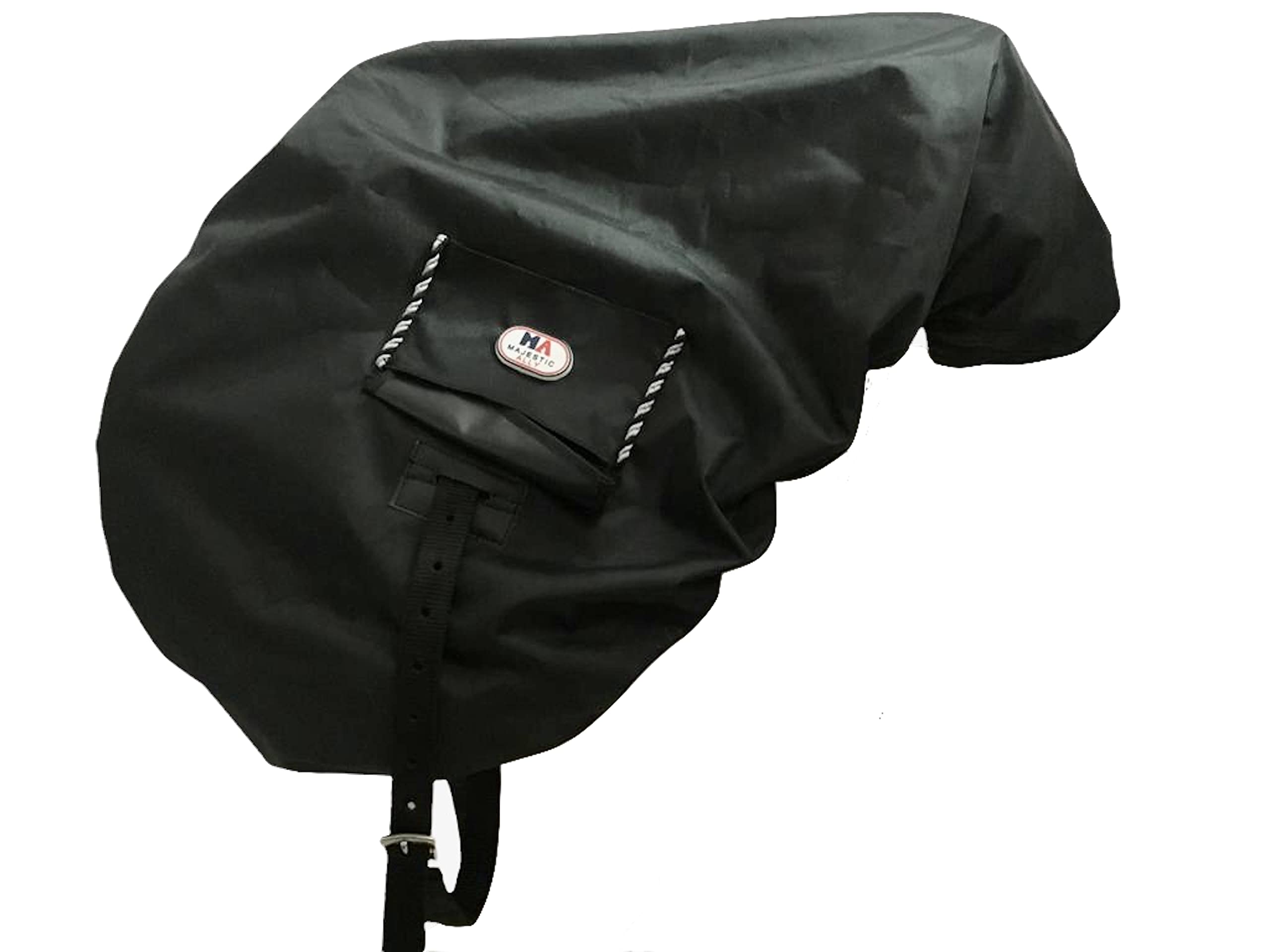 Majestic Ally Nylon Waterproof Fleece Lined Ride On English Saddle Cover-Multiple Color (Black) - Image 6