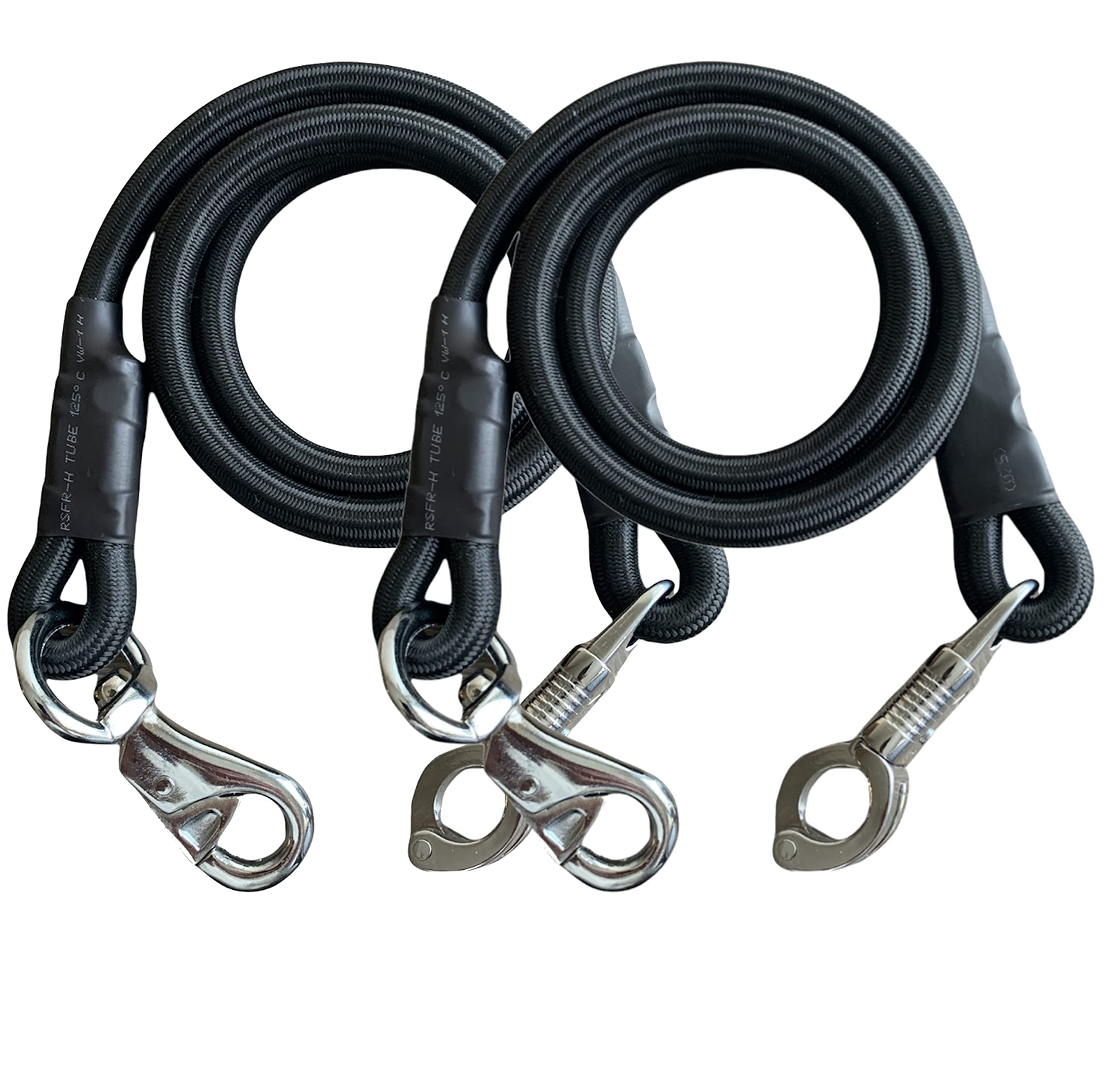 Majestic Ally Pack of 2, Bungee Trailer Tie for Horse Haulage with Panic Snap and Bull Snap - 36 Inch (Black) - Image 3