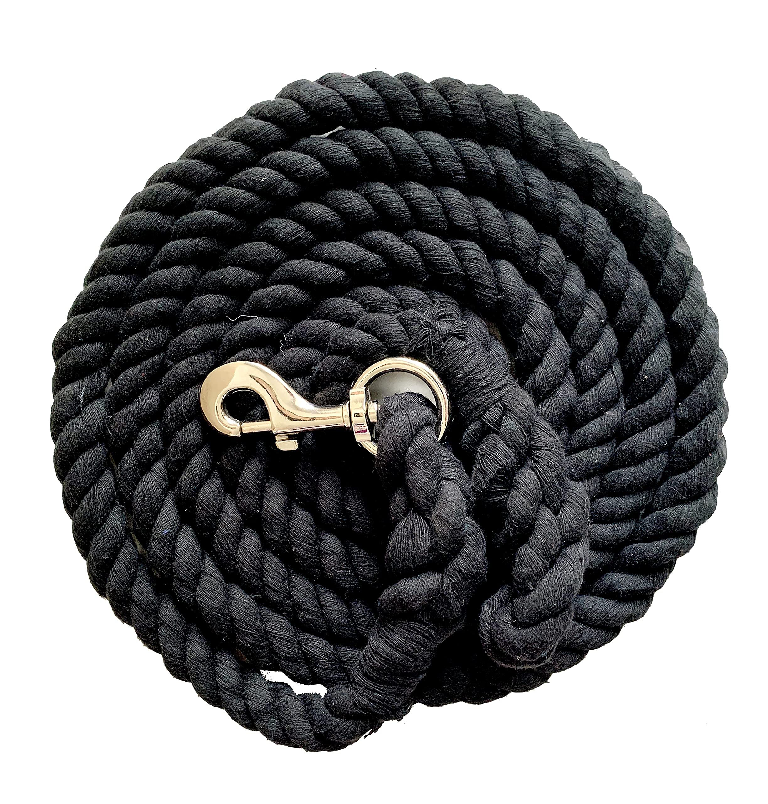 Majestic Ally Pack of 2 Solid Cotton Lead Rope for Horses & Livestock – 10 Foot Long and 5/8 inch (16MM) Thick - Replaceable Heavy-Duty Satin Bolt Snap – Handmade – Soft, Broken in Feel (Black) - Image 3