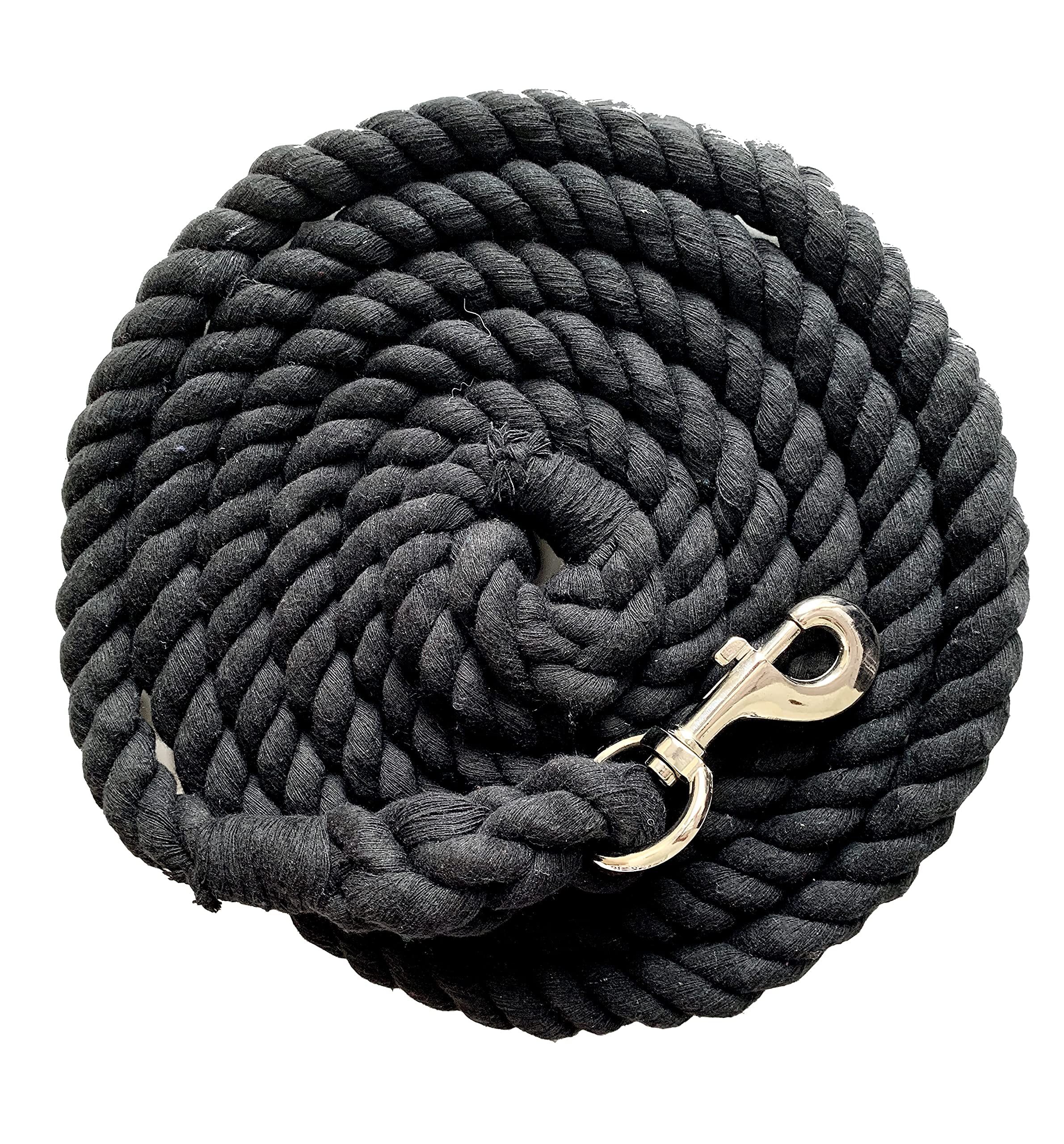 Majestic Ally Pack of 2 Solid Cotton Lead Rope for Horses & Livestock – 10 Foot Long and 5/8 inch (16MM) Thick - Replaceable Heavy-Duty Satin Bolt Snap – Handmade – Soft, Broken in Feel (Black) - Image 4