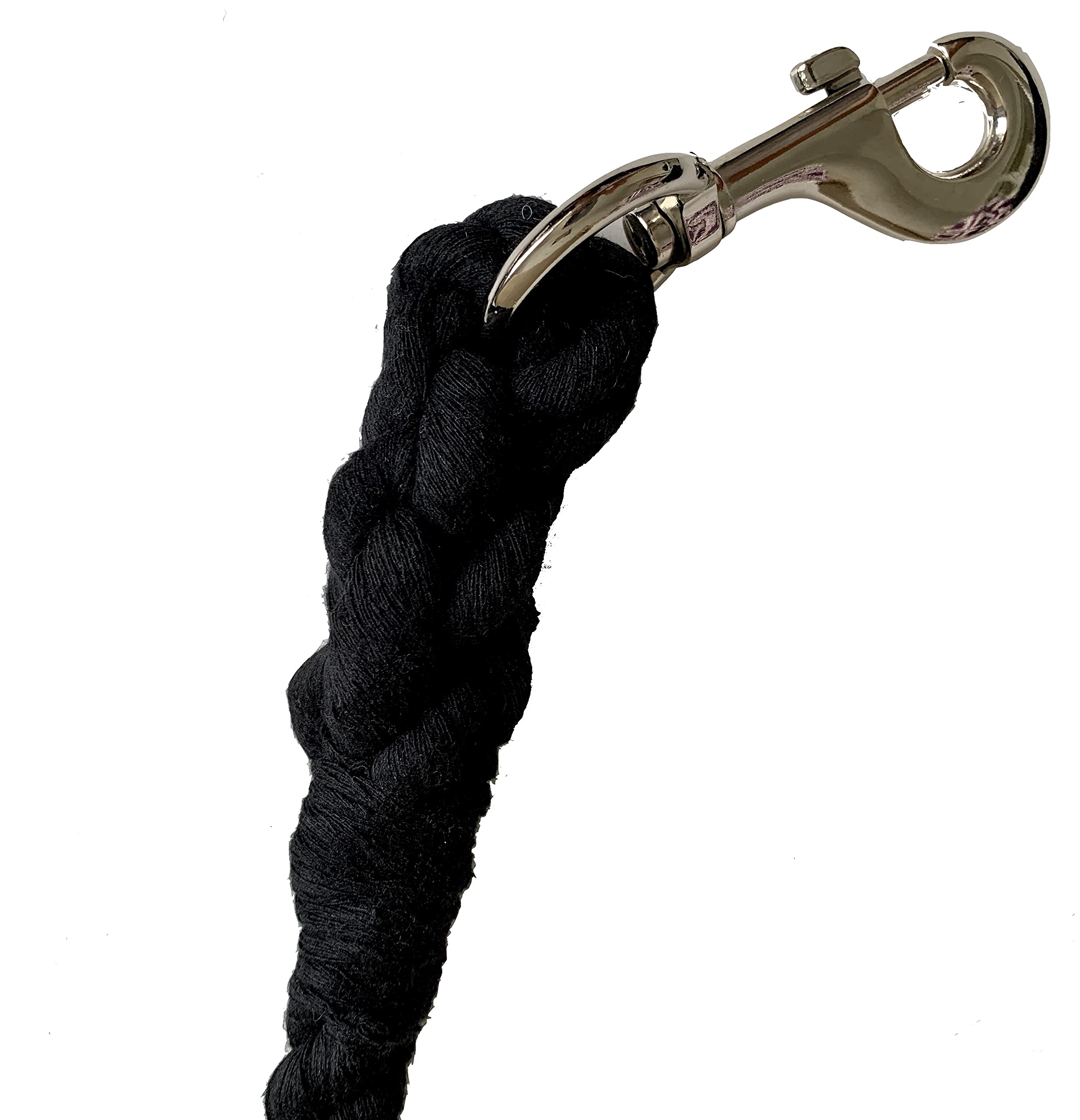Majestic Ally Pack of 2 Solid Cotton Lead Rope for Horses & Livestock – 10 Foot Long and 5/8 inch (16MM) Thick - Replaceable Heavy-Duty Satin Bolt Snap – Handmade – Soft, Broken in Feel (Black) - Image 5