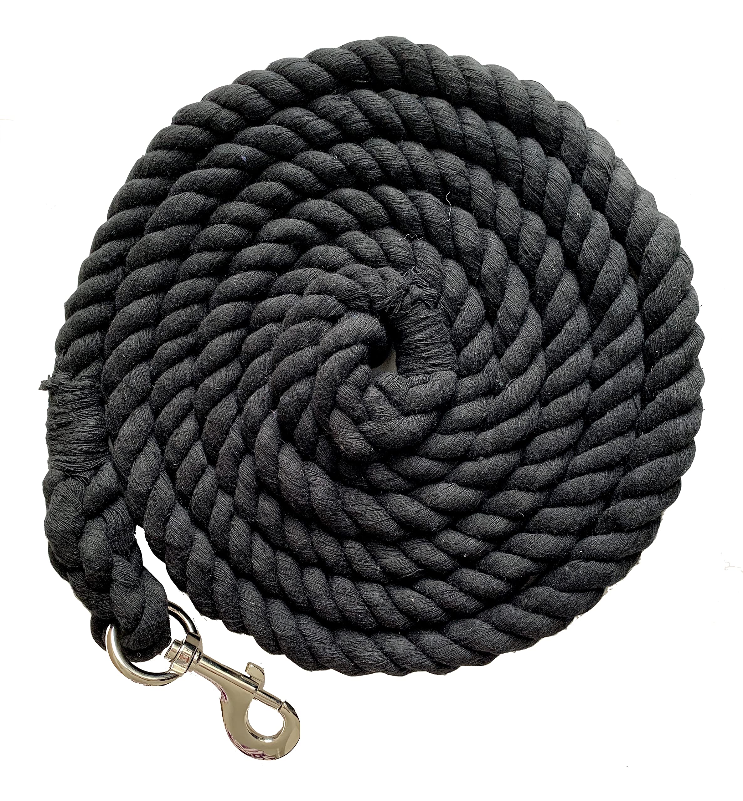 Majestic Ally Pack of 2 Solid Cotton Lead Rope for Horses & Livestock – 10 Foot Long and 5/8 inch (16MM) Thick - Replaceable Heavy-Duty Satin Bolt Snap – Handmade – Soft, Broken in Feel (Black) - Image 6