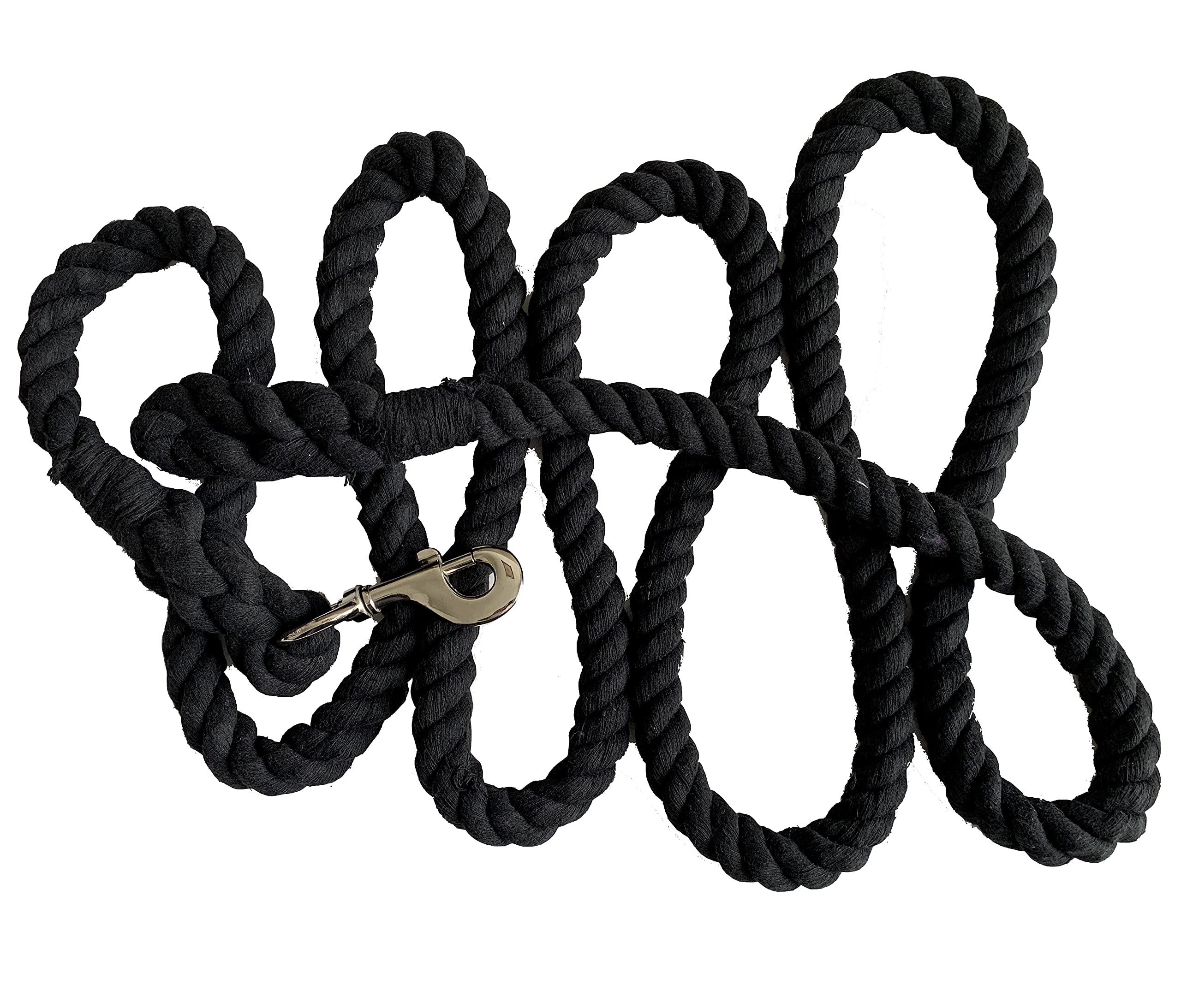 Majestic Ally Pack of 2 Solid Cotton Lead Rope for Horses & Livestock – 10 Foot Long and 5/8 inch (16MM) Thick - Replaceable Heavy-Duty Satin Bolt Snap – Handmade – Soft, Broken in Feel (Black) - Image 8