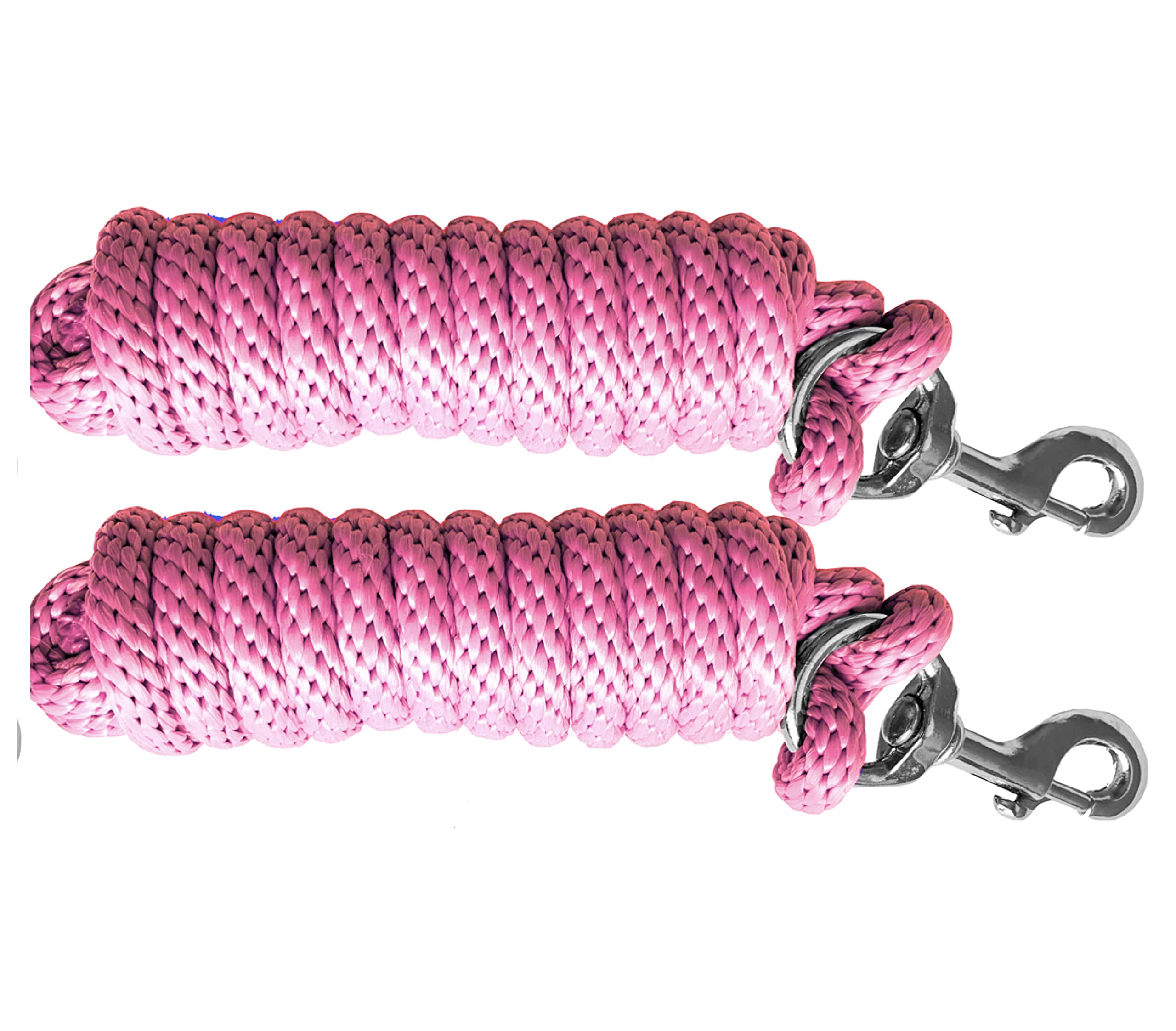 Majestic Ally Pack of 2 Solid Poly Lead Rope for Horses & Livestock – 10 Foot Long and 5/8 inch Thick - Replaceable Heavy-Duty Bolt Snap – Handmade – Soft, Broken in Feel (Pink) - Image 3
