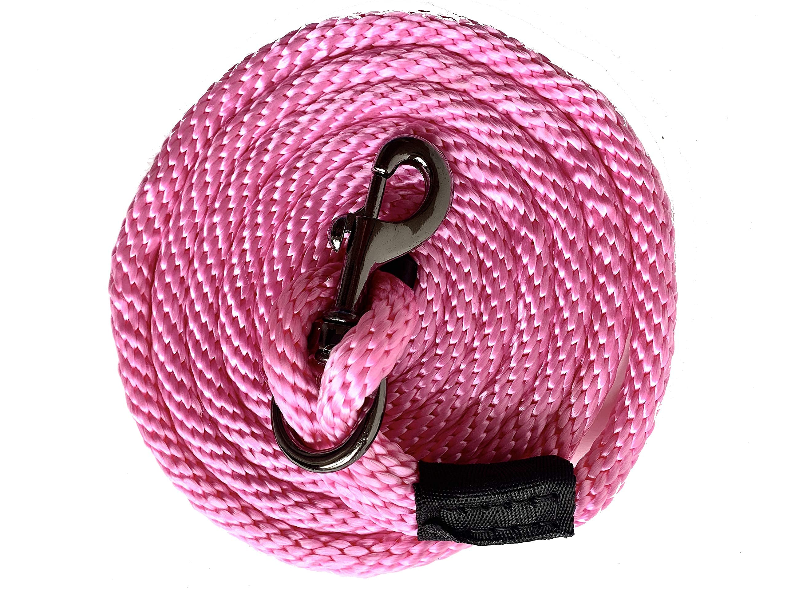 Majestic Ally Pack of 2 Solid Poly Lead Rope for Horses & Livestock – 10 Foot Long and 5/8 inch Thick - Replaceable Heavy-Duty Bolt Snap – Handmade – Soft, Broken in Feel (Pink) - Image 5