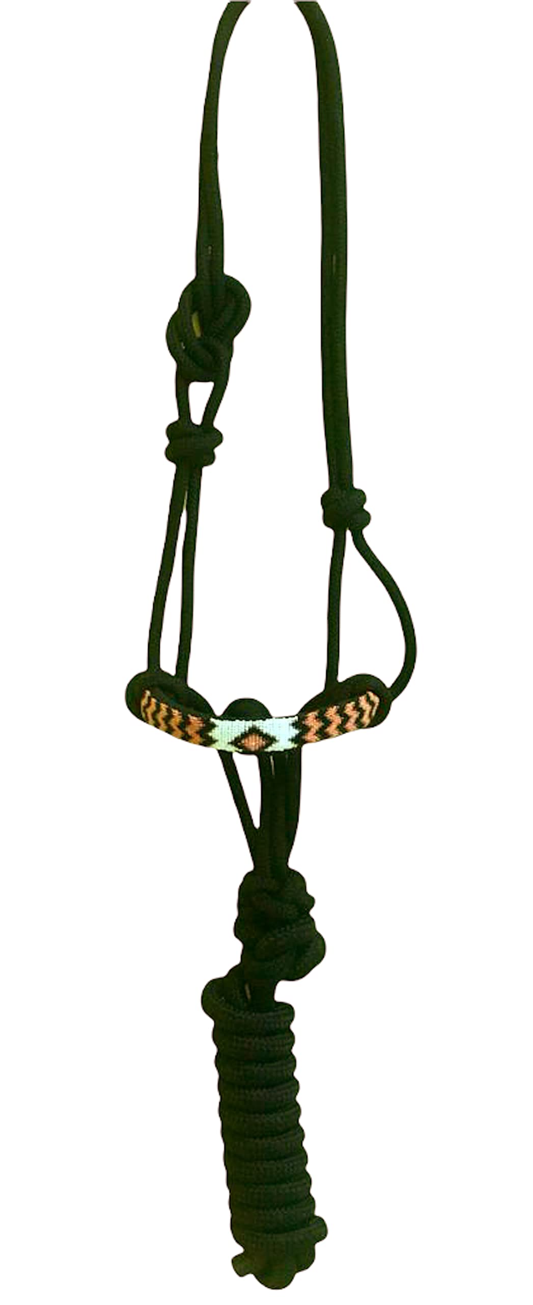 Majestic Ally Padded Beaded Nose Braided Rope Halter with 10' Matching Lead - Full (Black) - Image 5