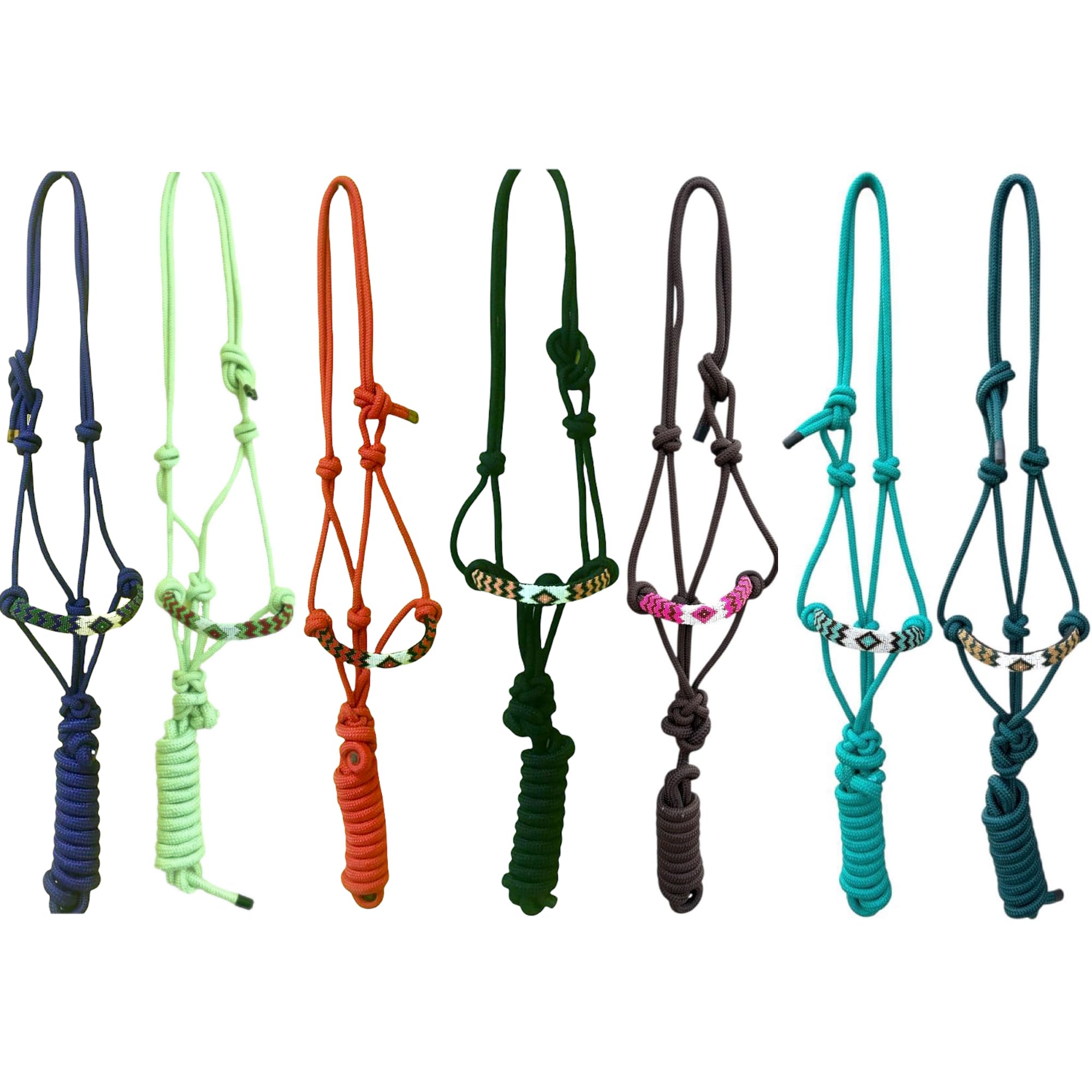 Majestic Ally Padded Beaded Nose Braided Rope Halter with 10' Matching Lead - Full (Black) - Image 8