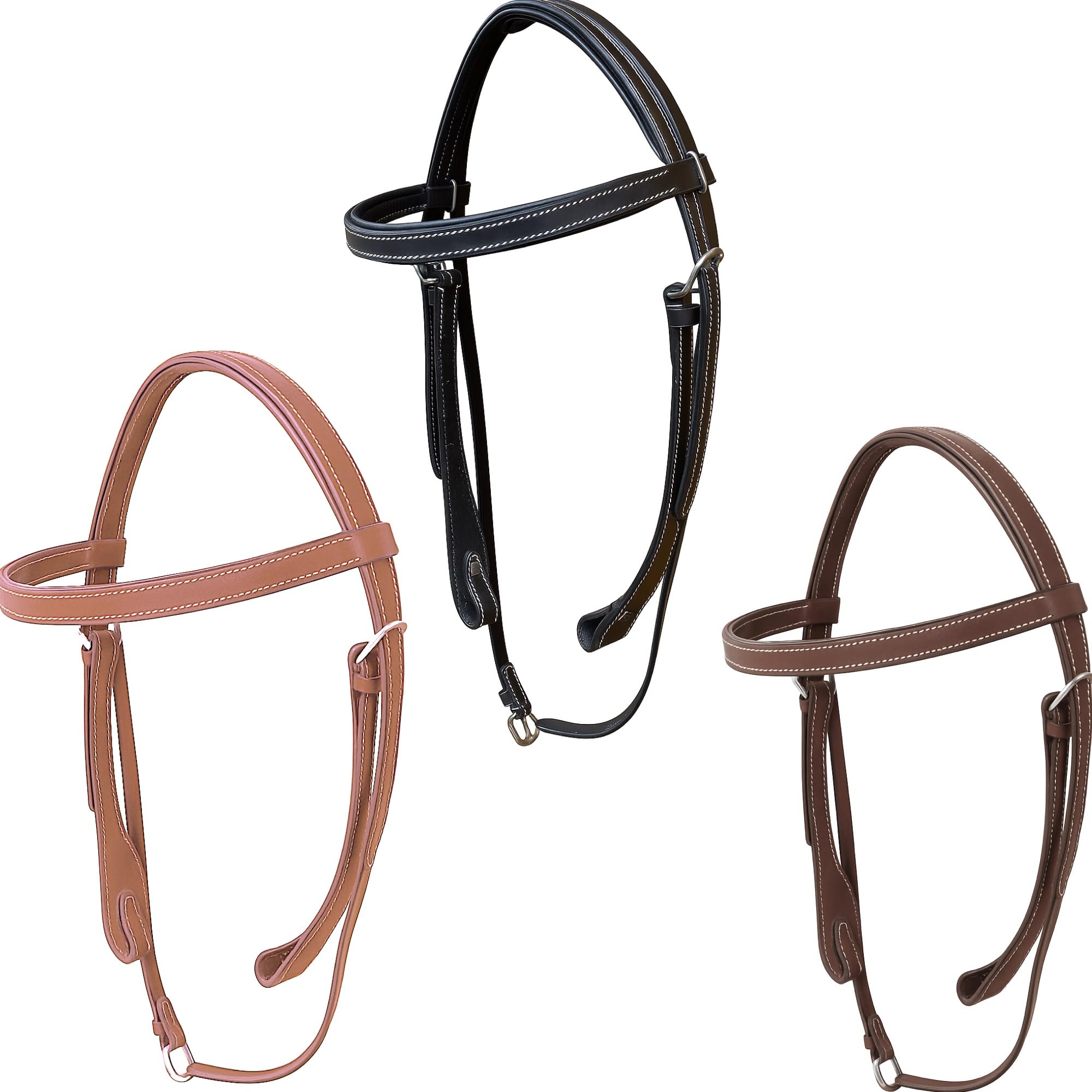 Majestic Ally Padded Leather Brow Band Headstall for Horses - Image 4