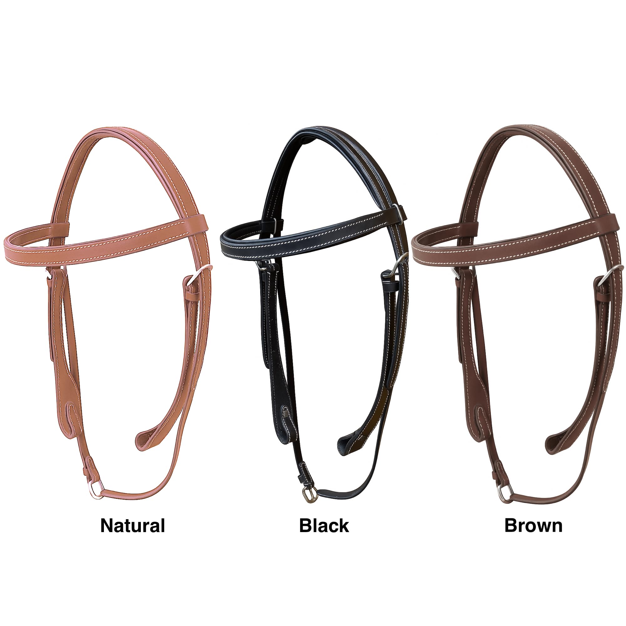 Majestic Ally Padded Leather Brow Band Headstall for Horses - Image 5
