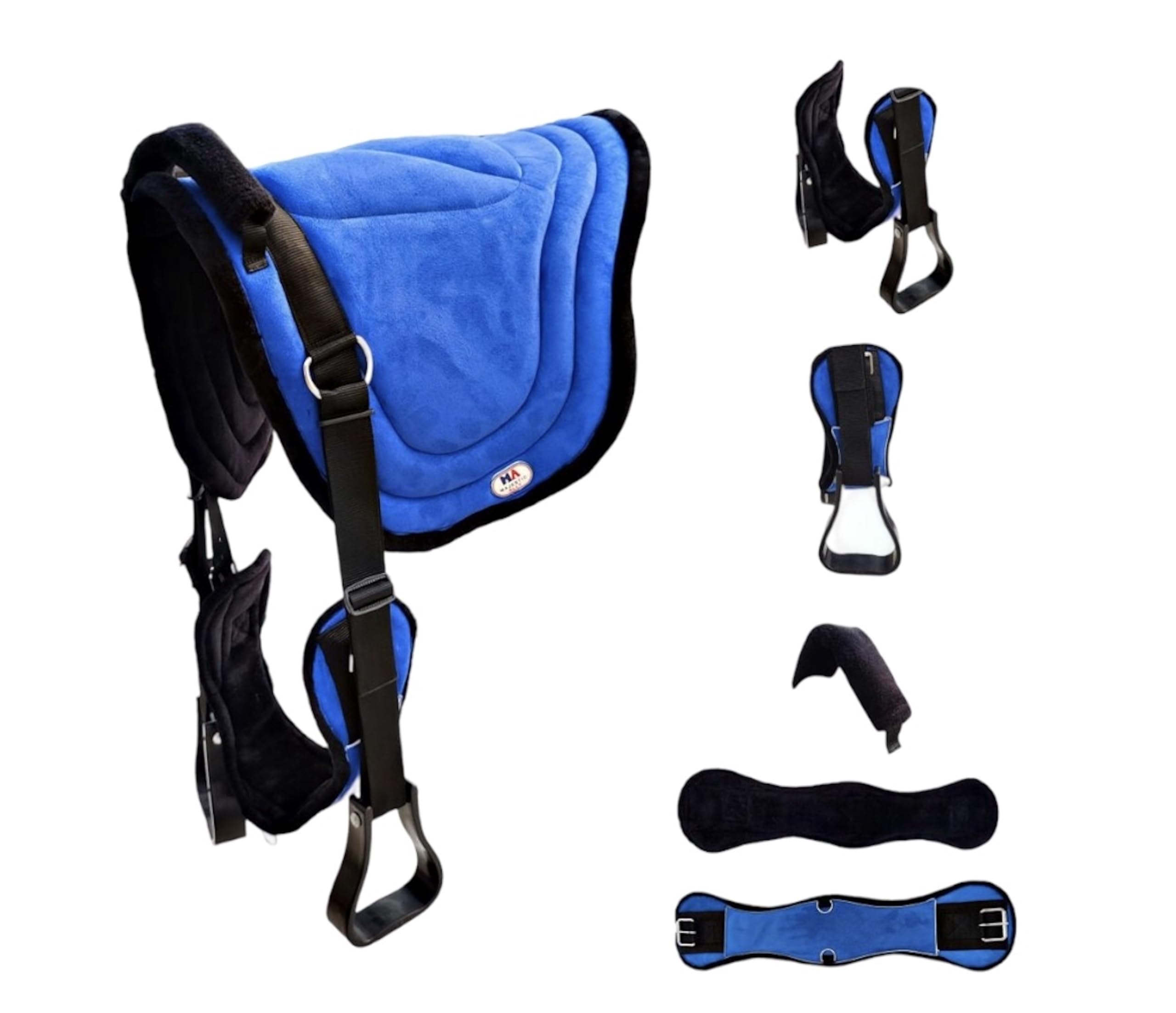 Majestic Ally Padded Suede Leather Bareback Pad Horse Riding Pad with Non Slip Breathable Girth & Stirrups - Image 7