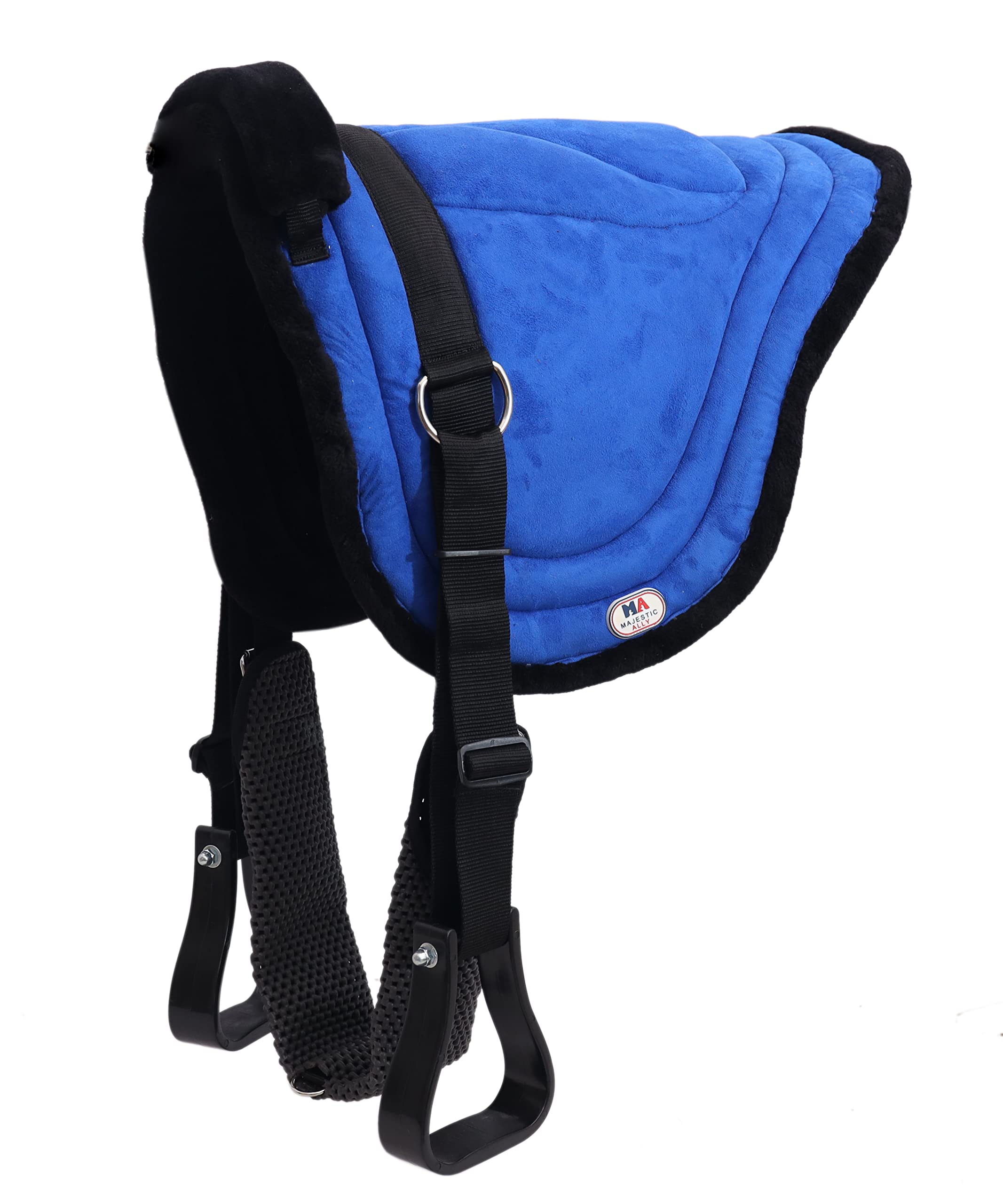 Majestic Ally Padded Suede Leather Bareback Pad Horse Riding Pad with Non Slip Breathable Girth & Stirrups - Image 8