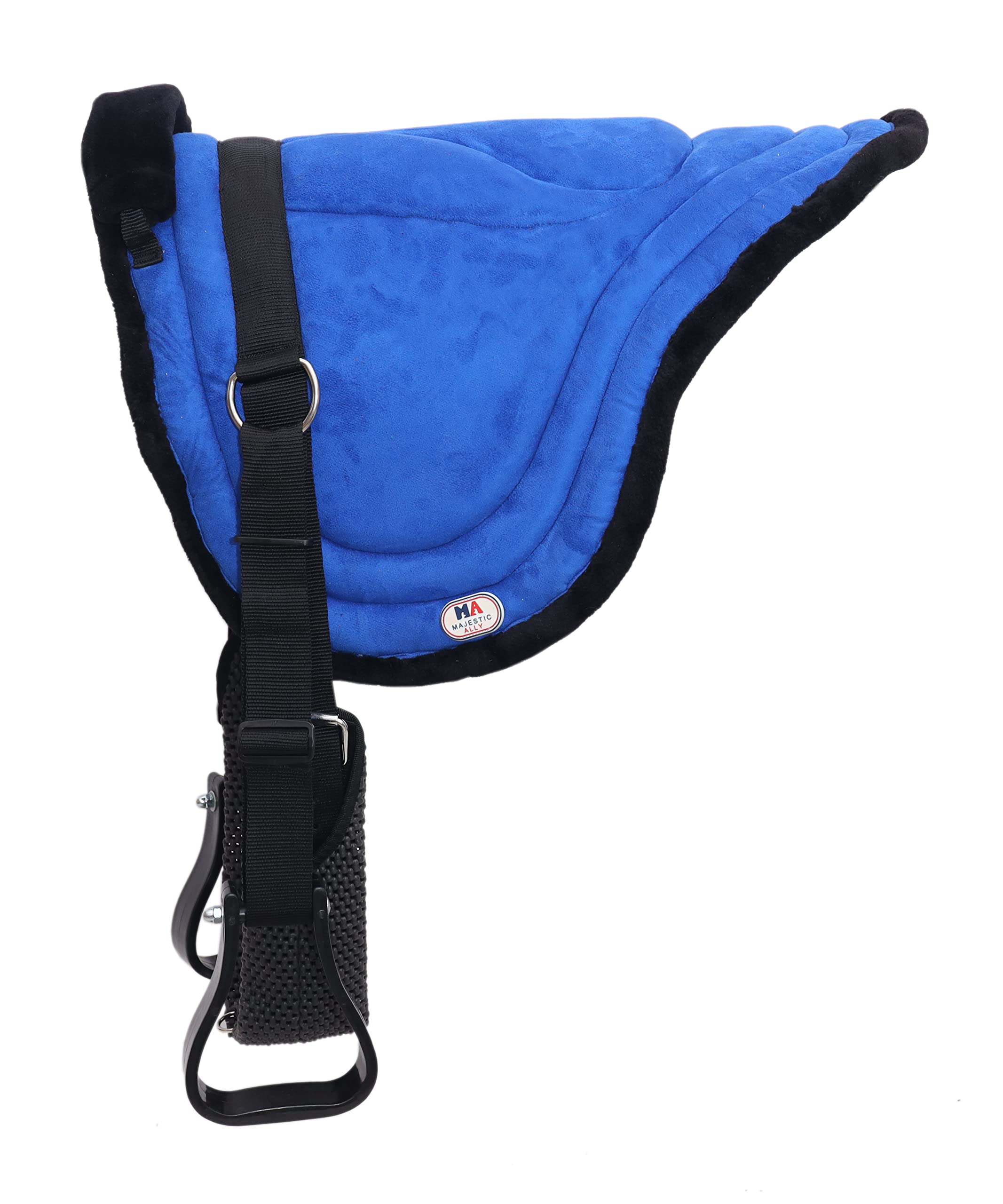 Majestic Ally Padded Suede Leather Bareback Pad Horse Riding Pad with Non Slip Breathable Girth & Stirrups - Image 9