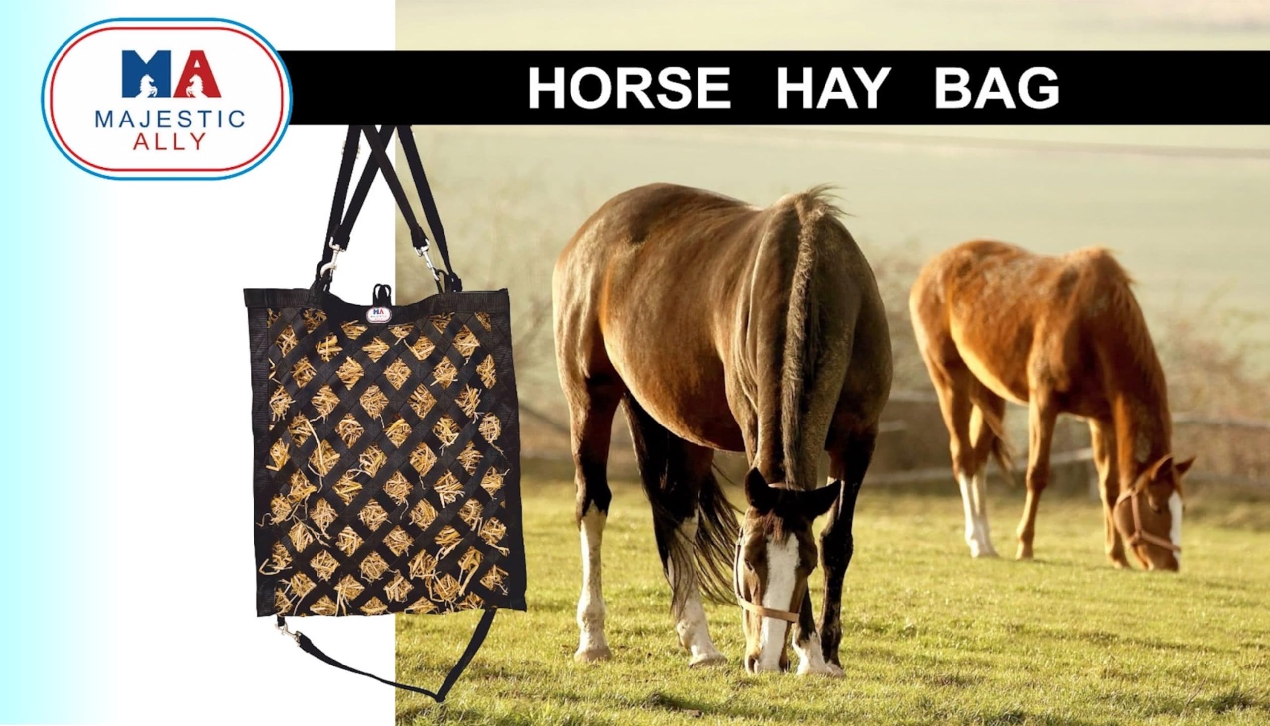 Majestic Ally Premium Nylon Hay Bag for Horses and Livestock, Simulates Grazing, Slow Feeding, Heavy-Duty PP Webbing,Quick-Adjust Straps, Small Hole for Digestion, Multiple Colors (Black) - Image 7