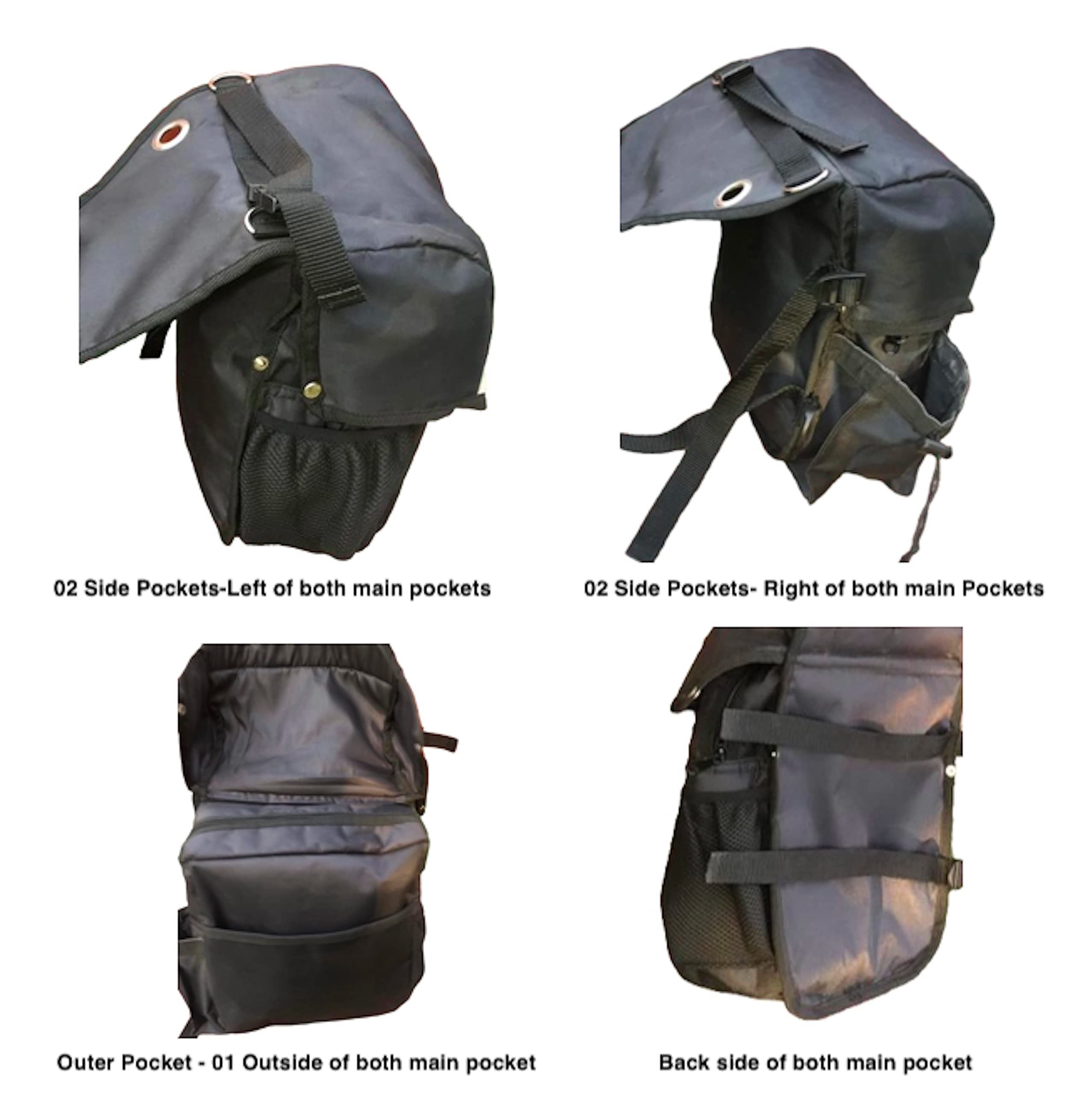 Majestic Ally Saddle Bag for Horses - Nylon Insulated Leakproof Cooler Reflective Padded with Pockets and Water Bottle Carrier Durable Saddle Bag (Black) - Image 3