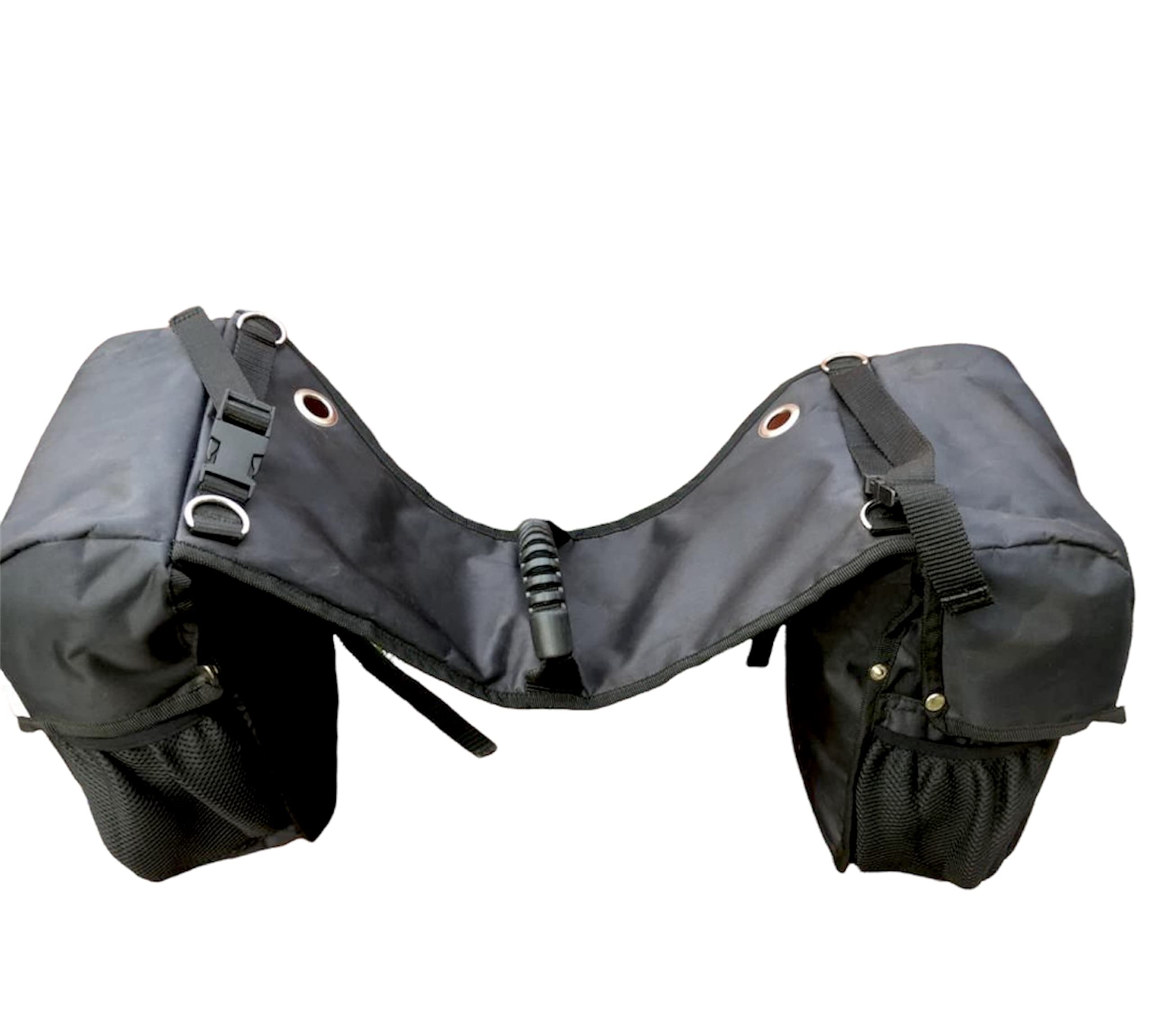 Majestic Ally Saddle Bag for Horses - Nylon Insulated Leakproof Cooler Reflective Padded with Pockets and Water Bottle Carrier Durable Saddle Bag (Black) - Image 4