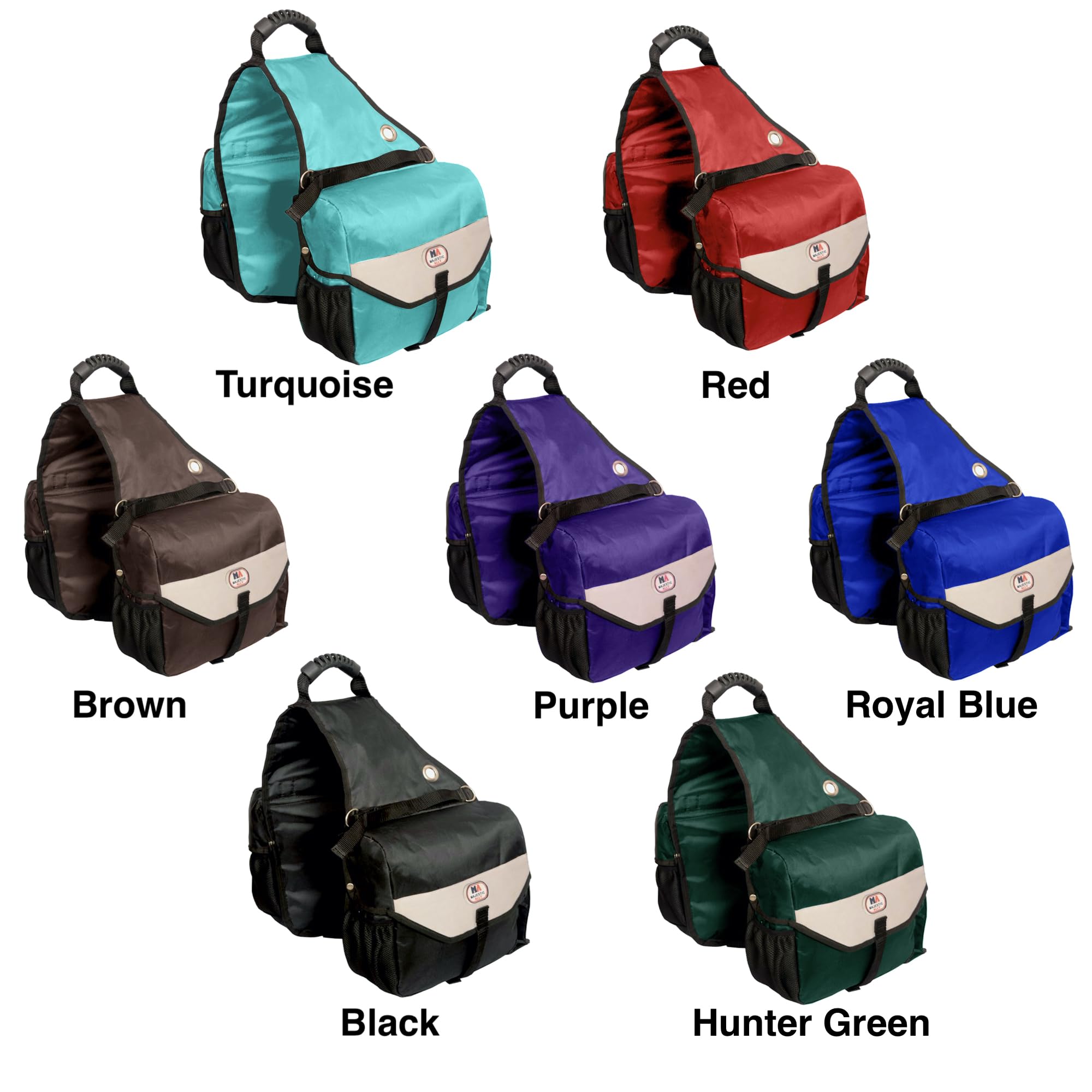 Majestic Ally Saddle Bag for Horses - Nylon Insulated Leakproof Cooler Reflective Padded with Pockets and Water Bottle Carrier Durable Saddle Bag (Black) - Image 6