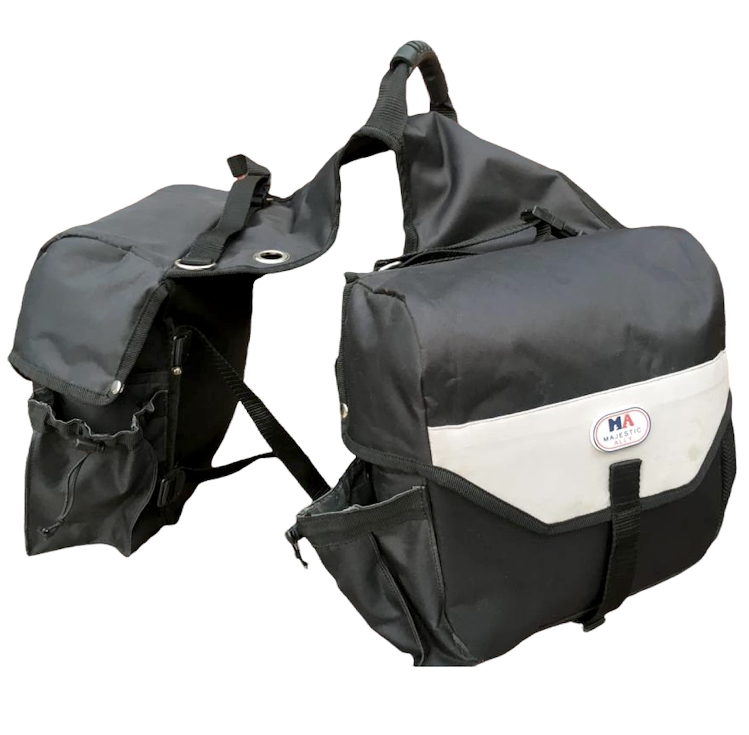 Majestic Ally Saddle Bag for Horses - Nylon Insulated Leakproof Cooler Reflective Padded with Pockets and Water Bottle Carrier Durable Saddle Bag (Black) - Image 9