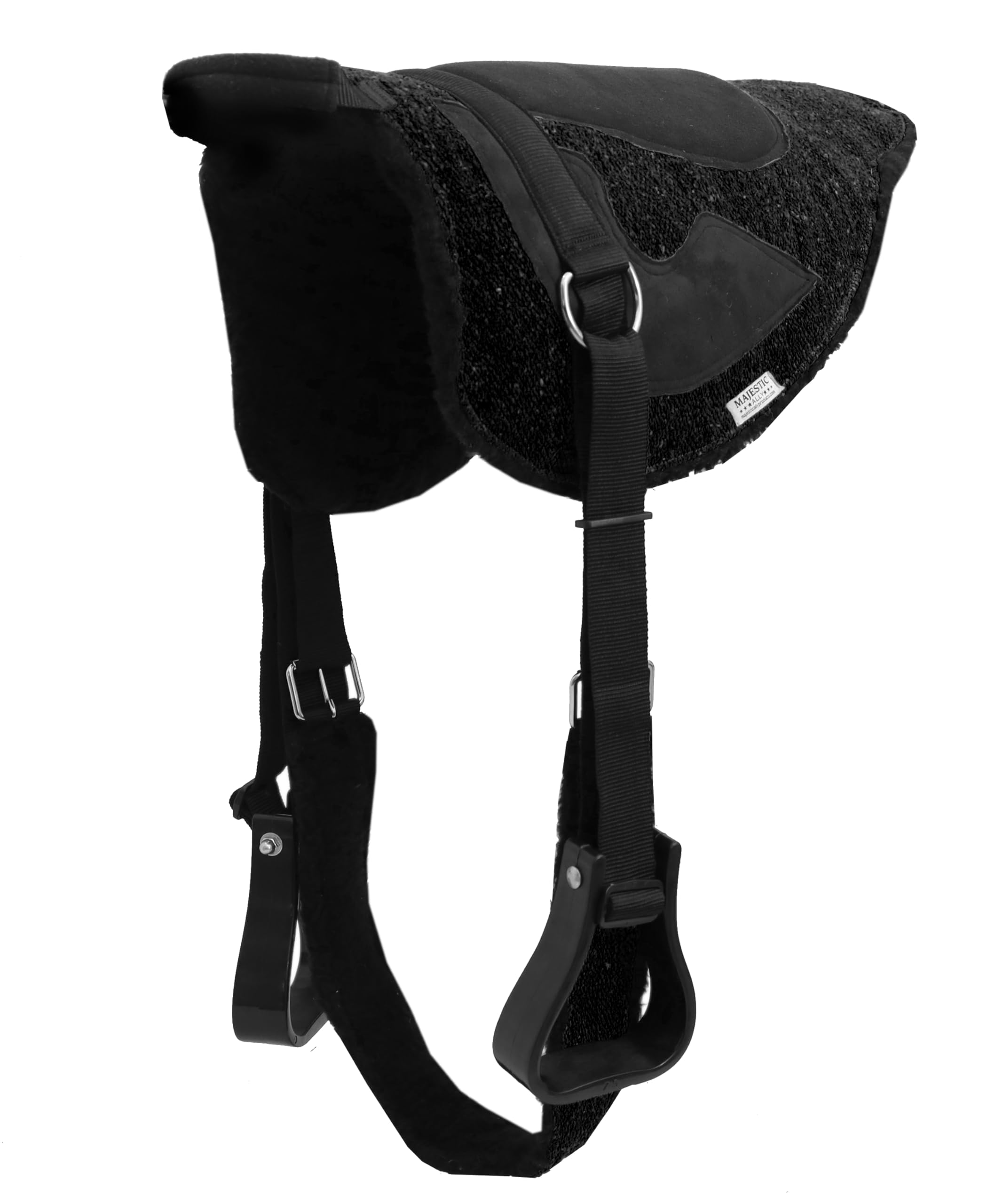 Majestic Ally Solid Bareback Pad Sued Padded Sheet with Girth & Stirrups - Image 5