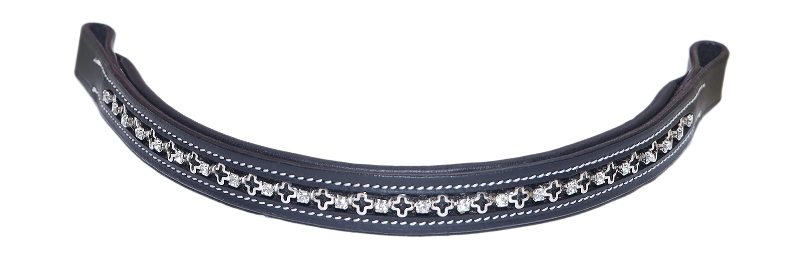Majestic Ally Straight Crystal Padded Premium Leather English Browband for Horse Bridle - Image 4