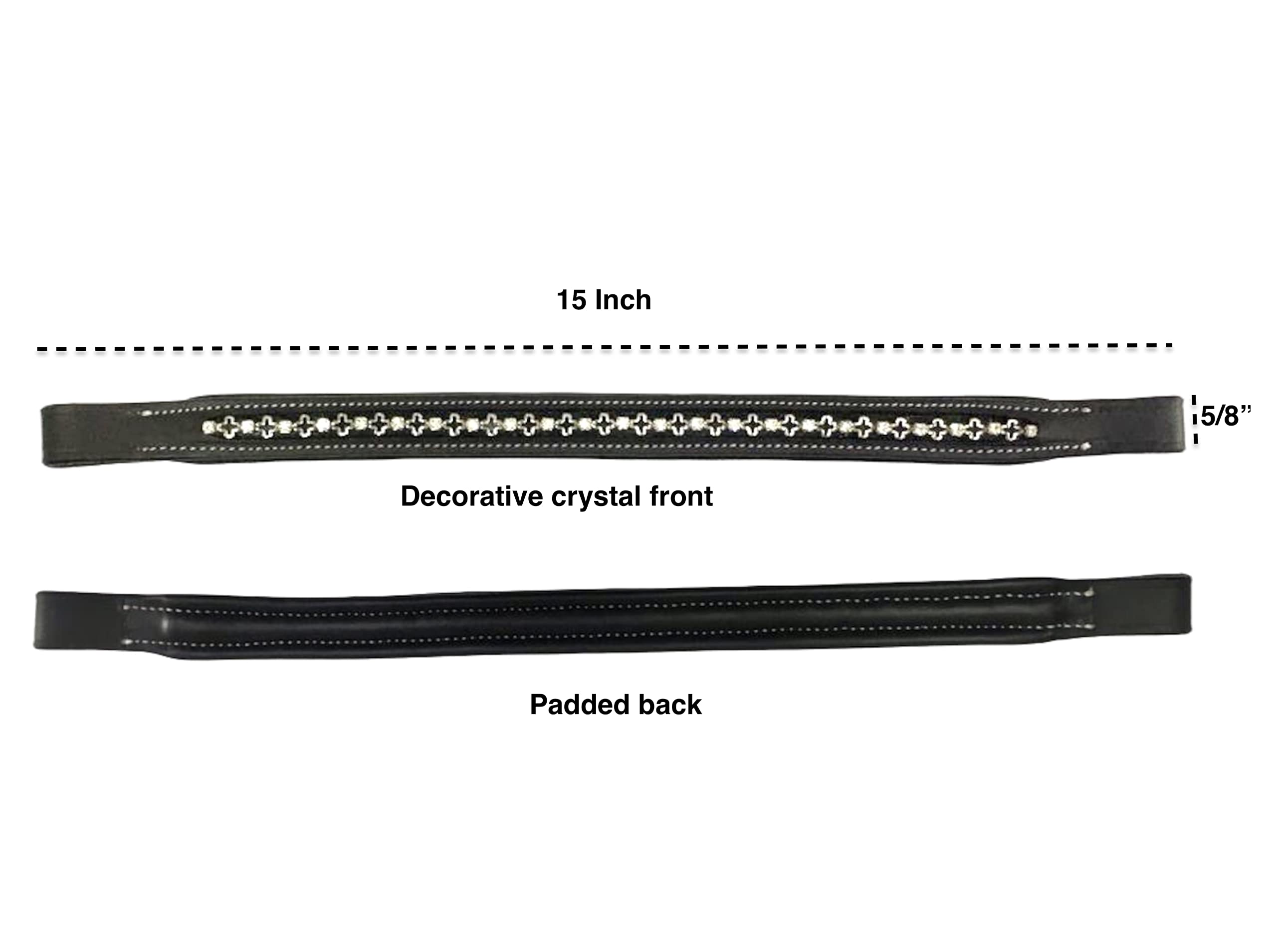 Majestic Ally Straight Crystal Padded Premium Leather English Browband for Horse Bridle - Image 4