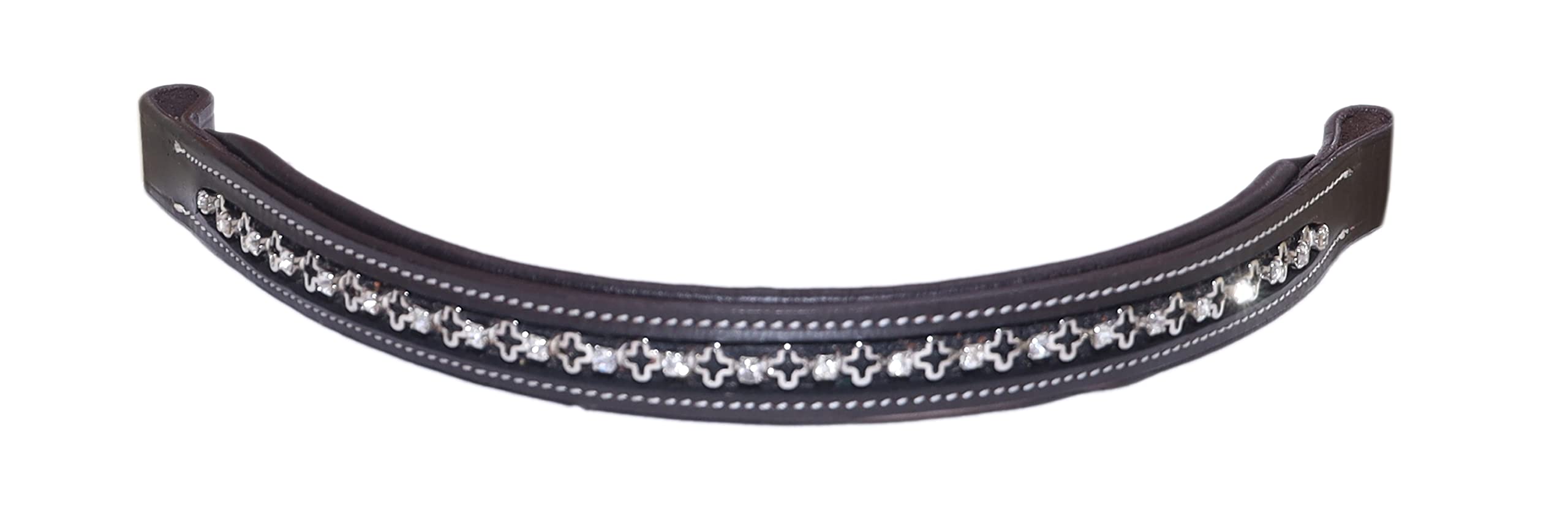 Majestic Ally Straight Crystal Padded Premium Leather English Browband for Horse Bridle - Image 5