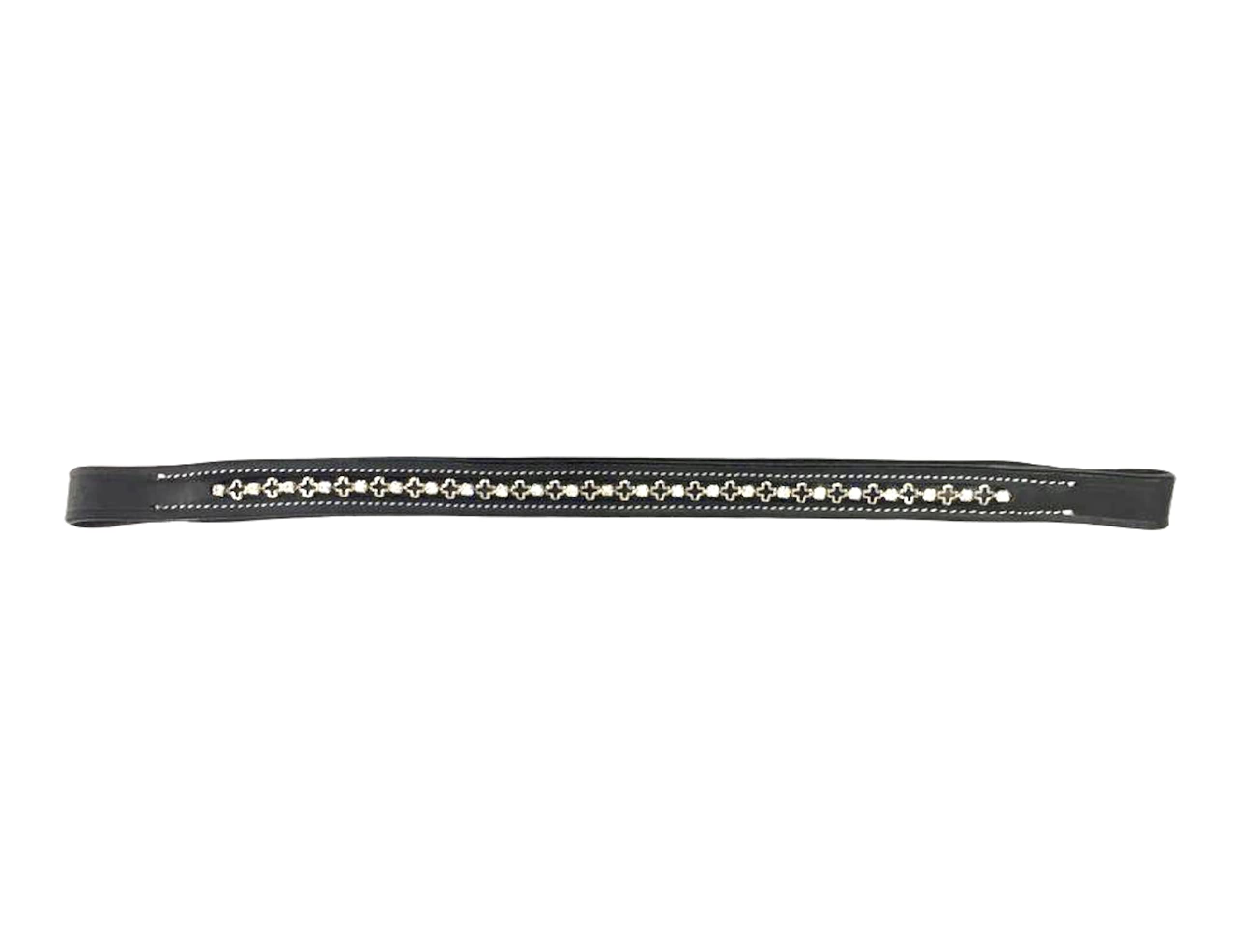 Majestic Ally Straight Crystal Padded Premium Leather English Browband for Horse Bridle - Image 8