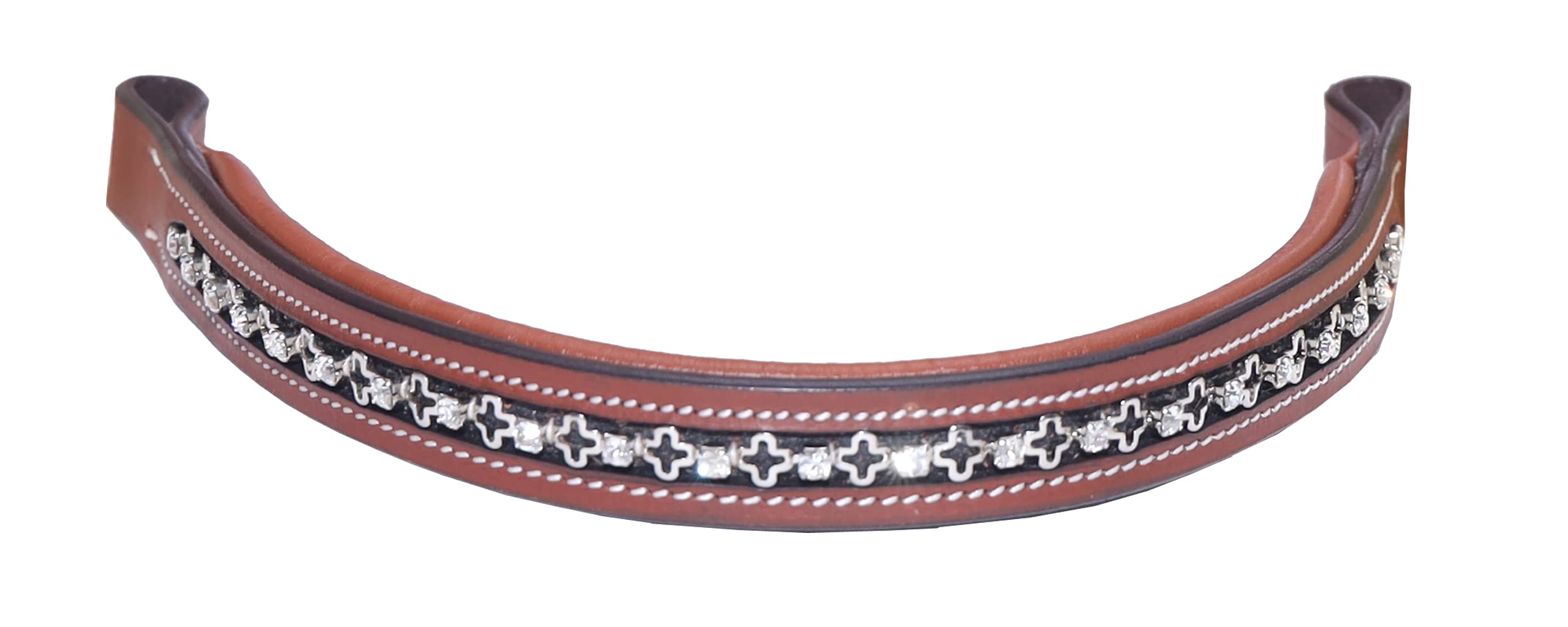 Majestic Ally Straight Crystal Padded Premium Leather English Browband for Horse Bridle - Image 4