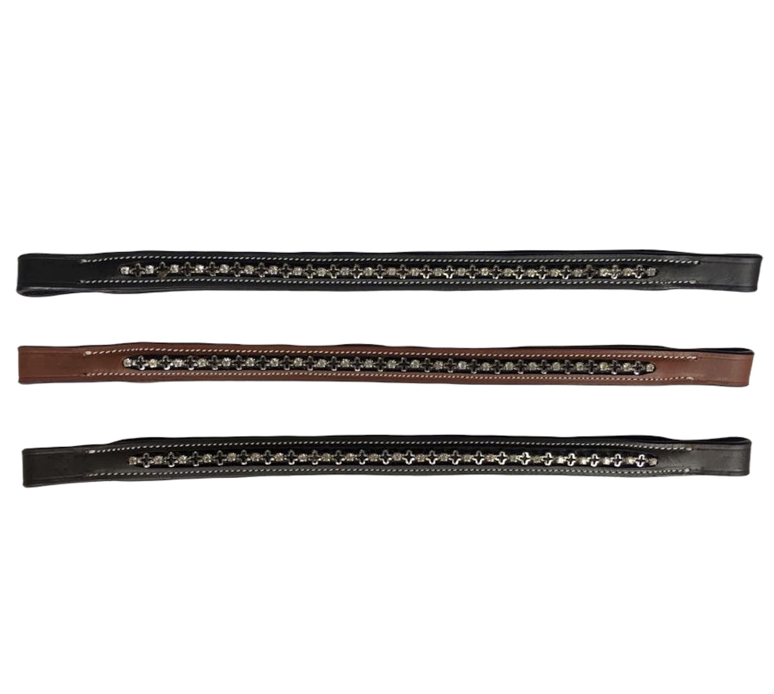 Majestic Ally Straight Crystal Padded Premium Leather English Browband for Horse Bridle - Image 8